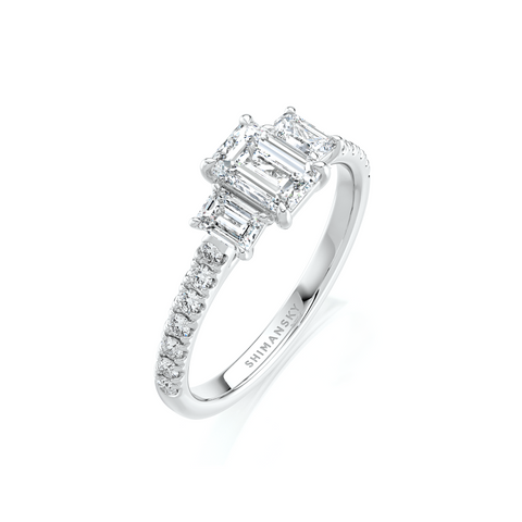 Emerald Diamond Trilogy Microset Ring
