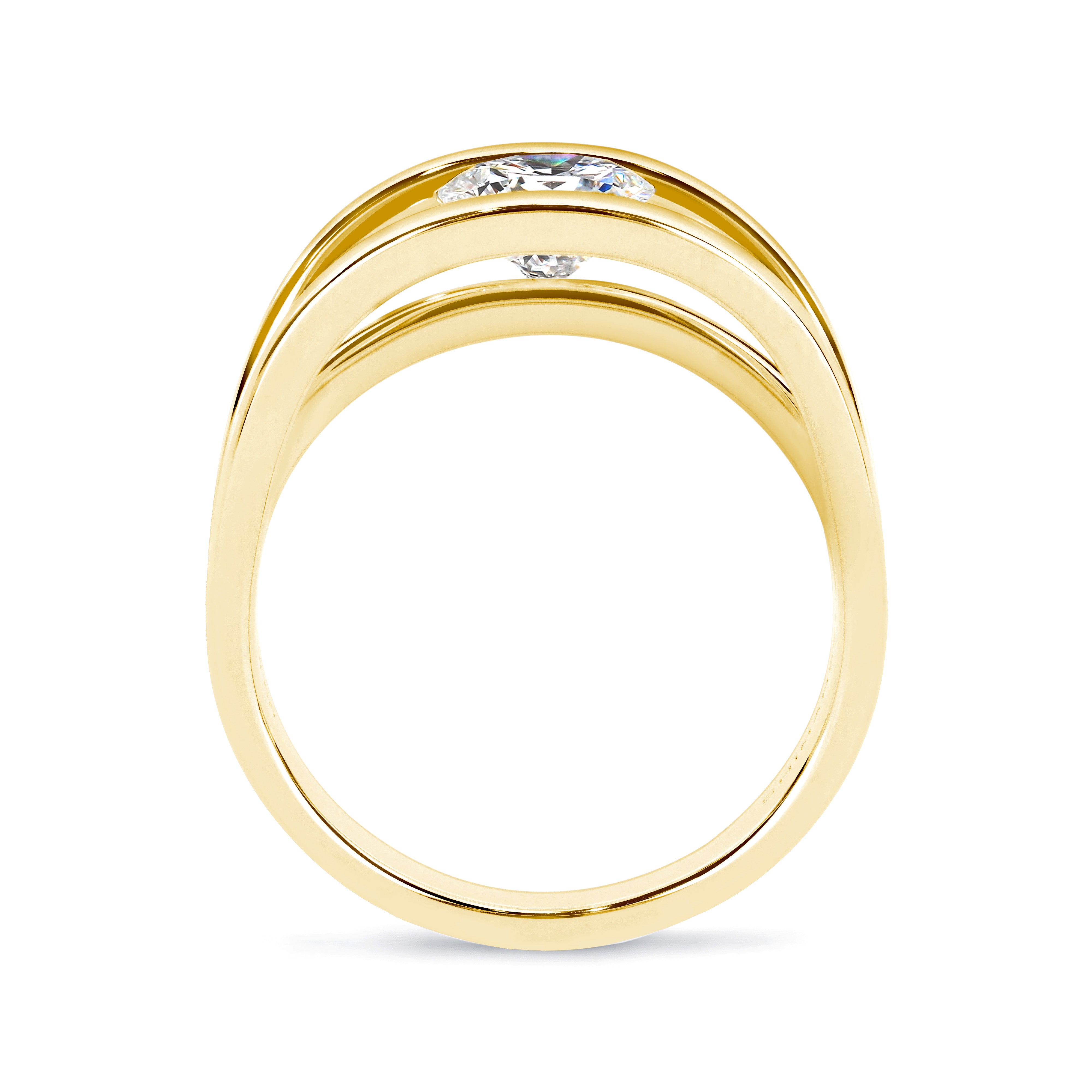 Evolym Diamond Engagement Ring 1.00 Carat in 18K Yellow Gold Side View