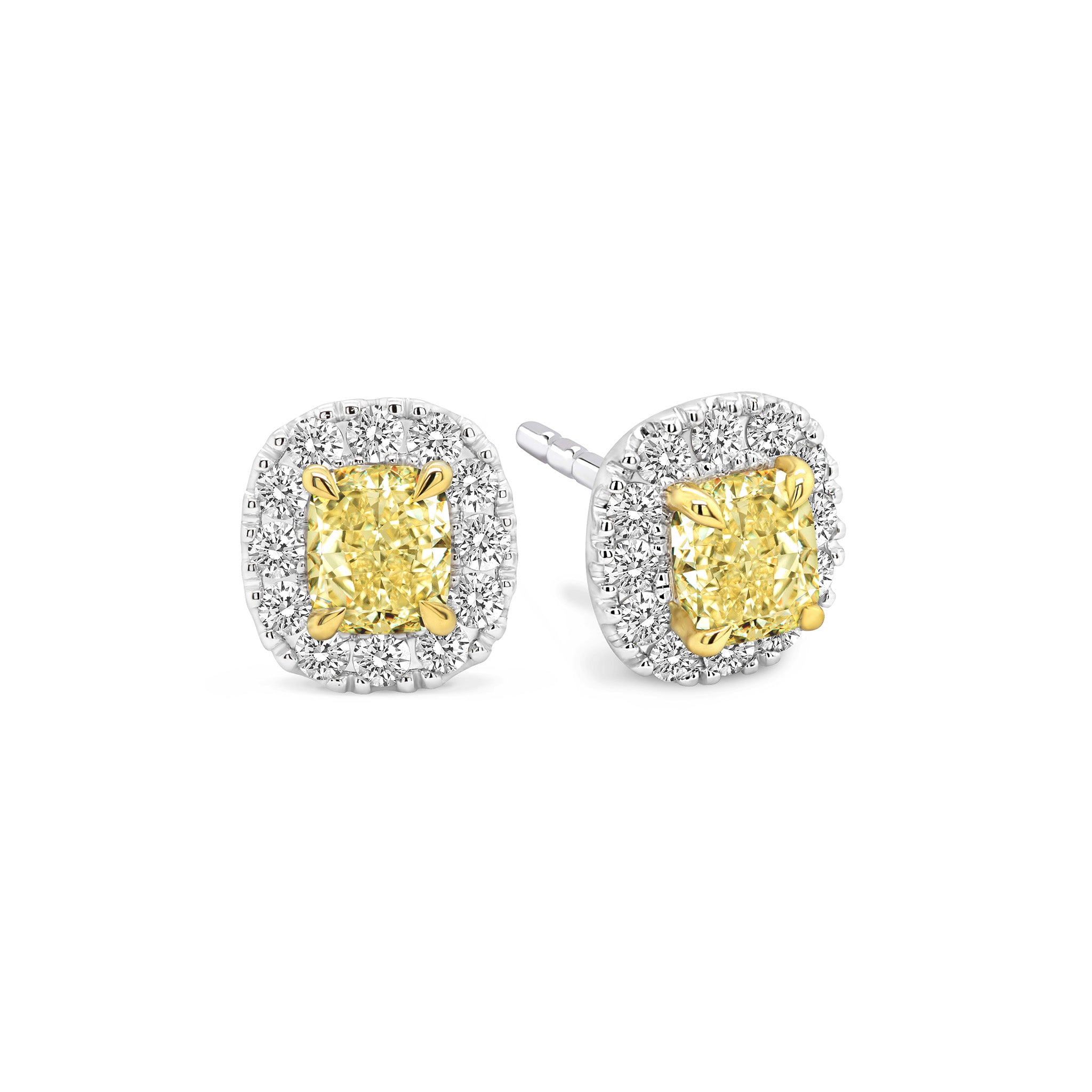 Yellow Diamond Earrings - 3D View - Shimansky