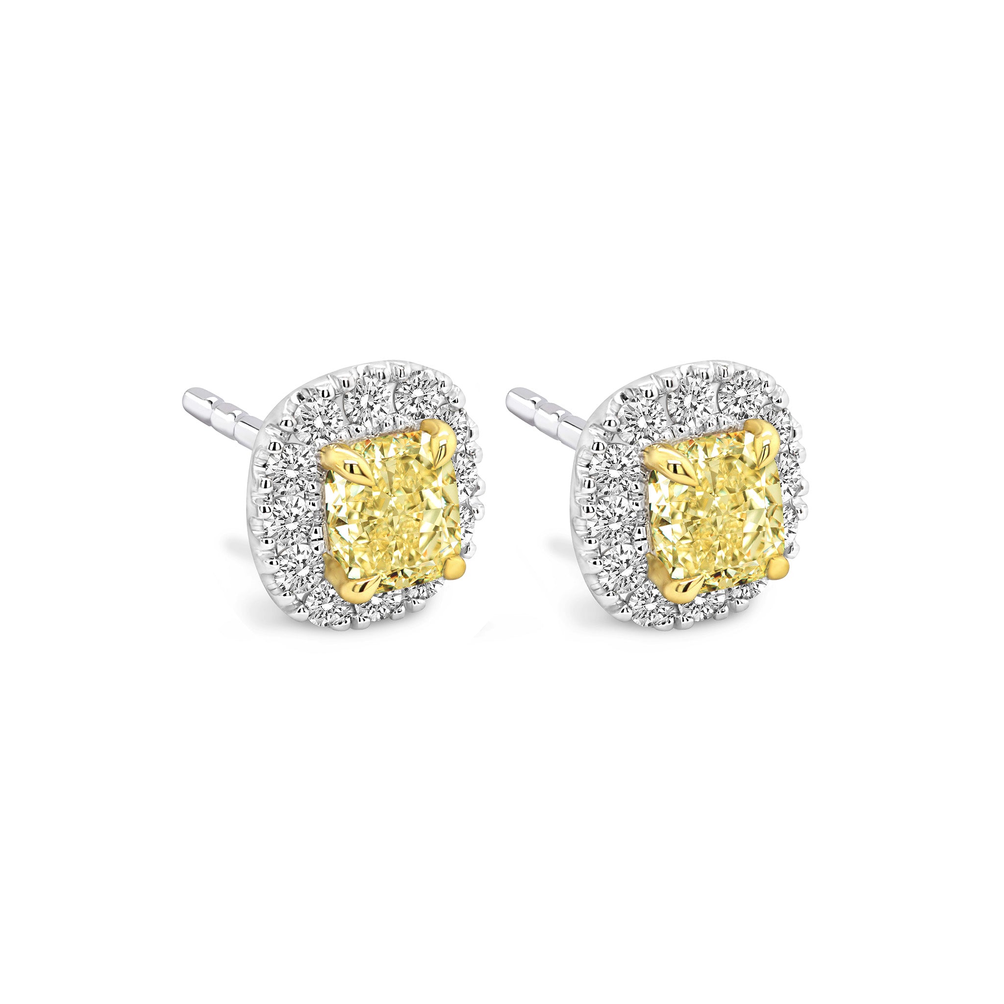 Yellow Diamond Earrings - Side View - Shimansky