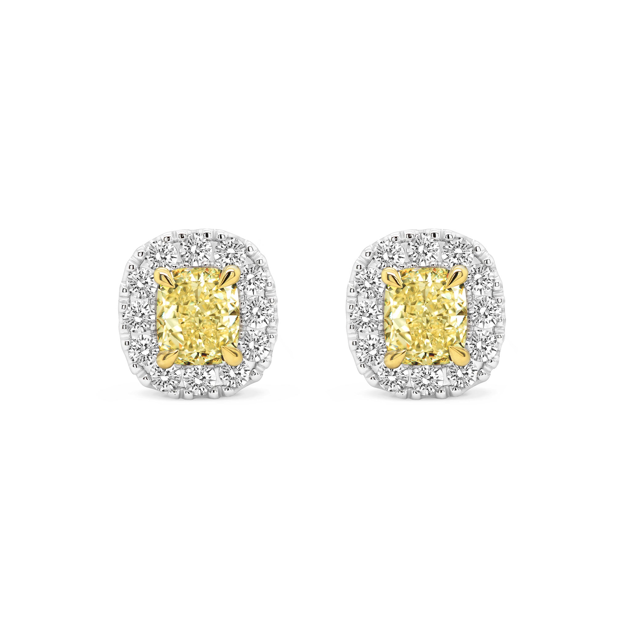 Yellow Diamond Earrings - Front View - Shimansky