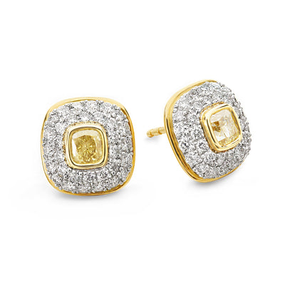 Brincos Halo de Diamante Amarelo