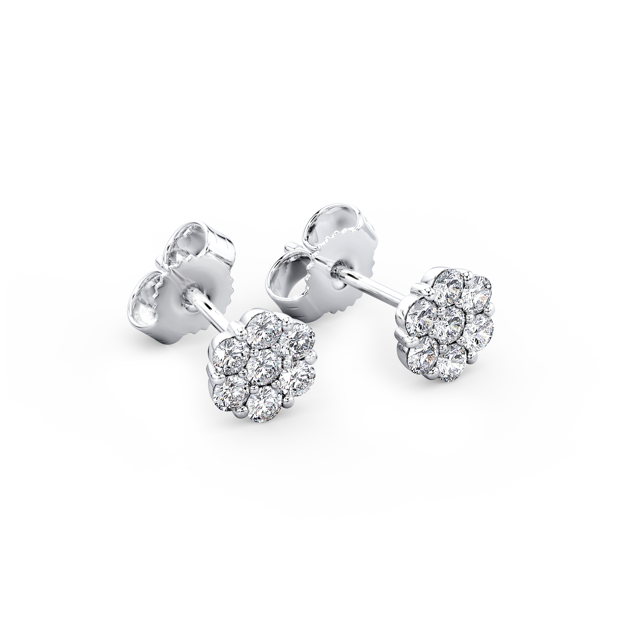 Cluster Diamond Earring - 3D View - Shimansky