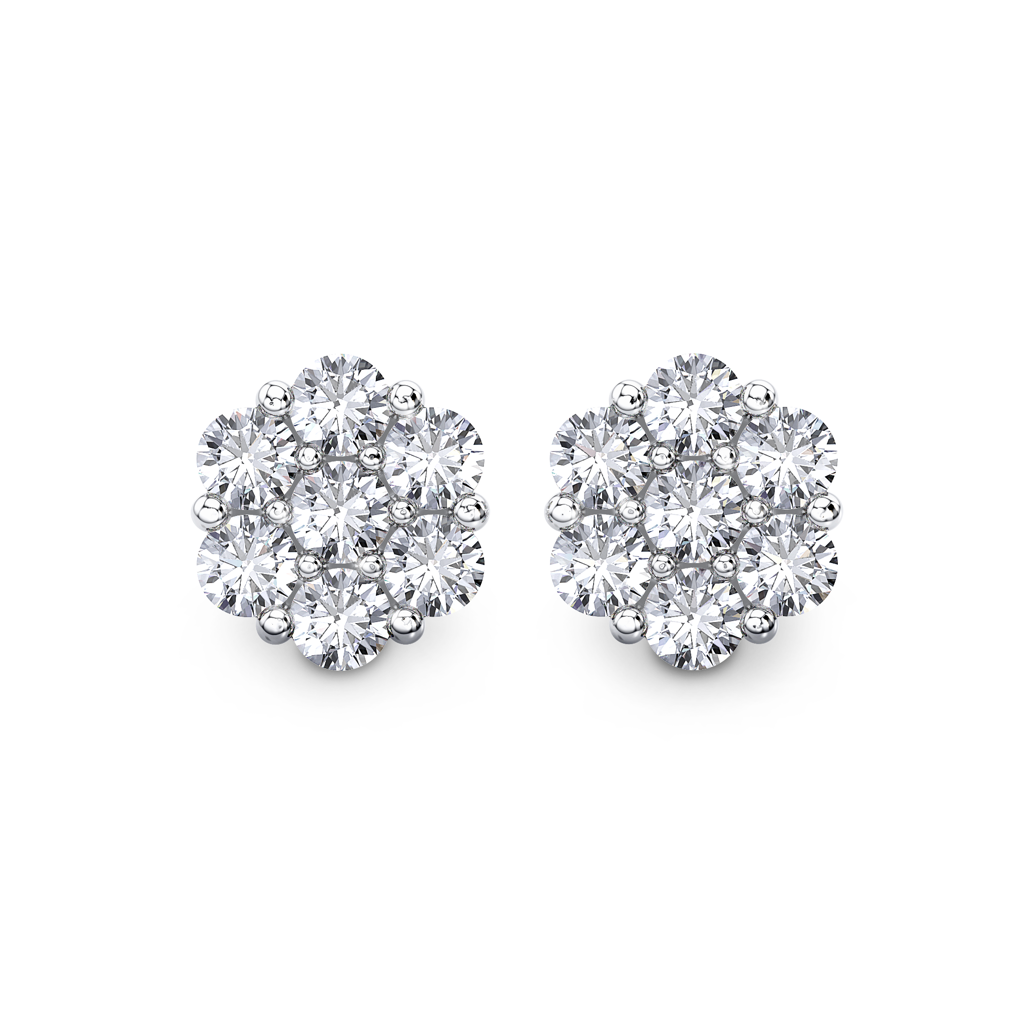 Cluster Diamond Earring - Front View - Shimansky