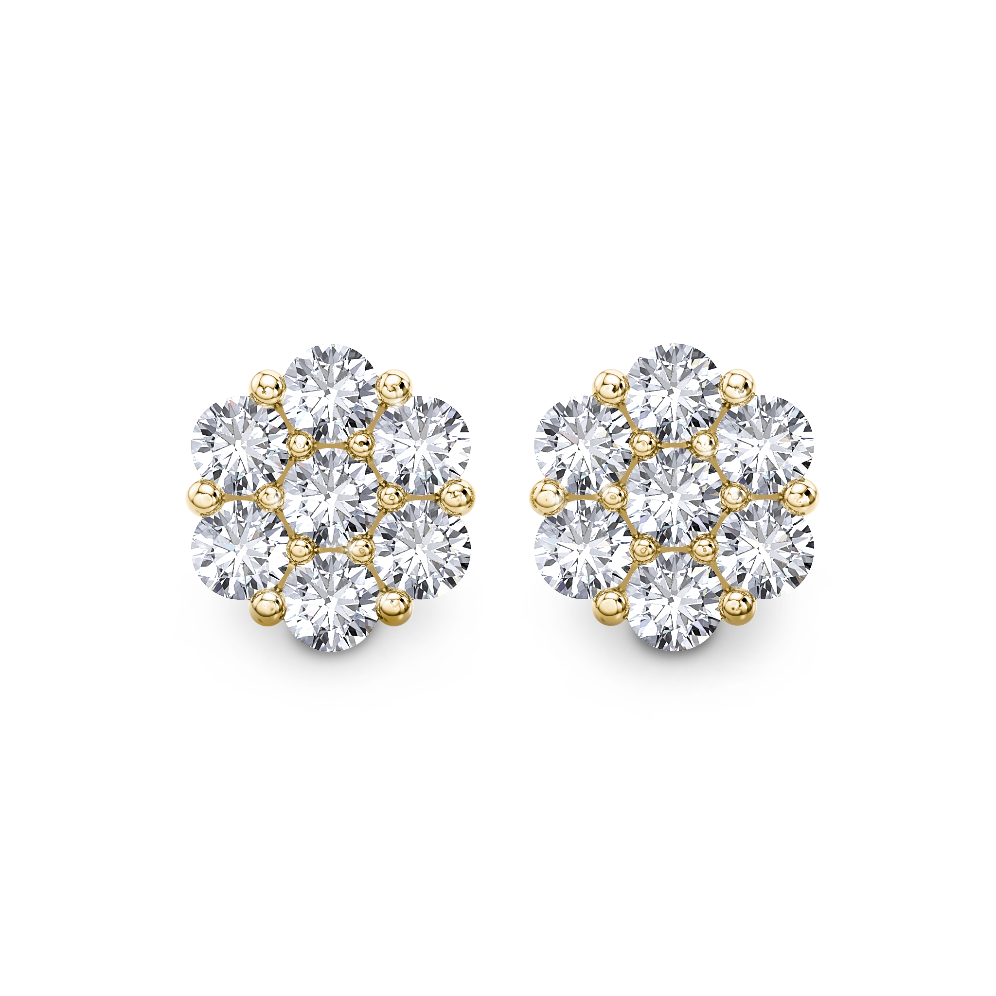 Cluster Diamond Earring - Front View - Shimansky