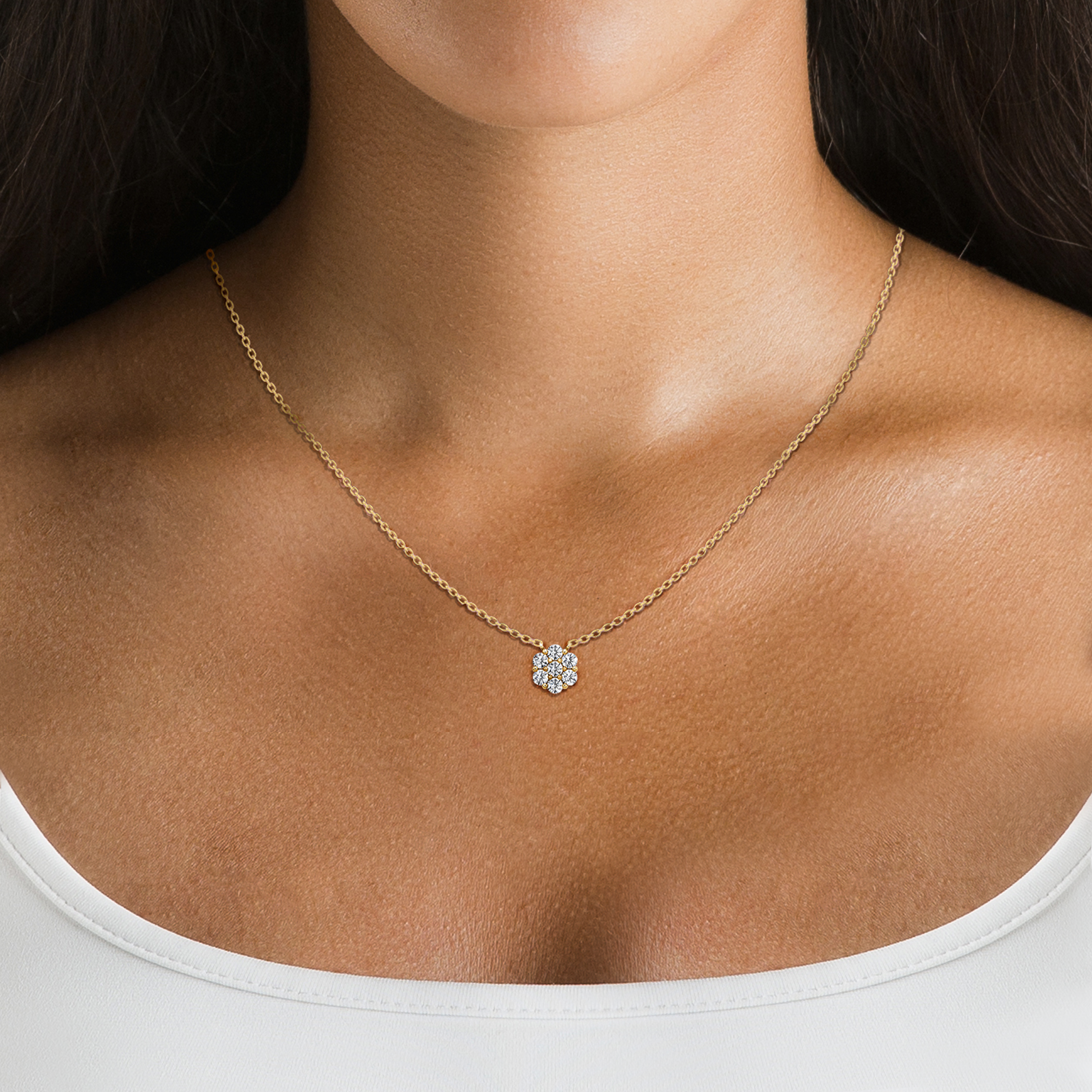 Cluster Diamond Necklace - Model View - Shimansky