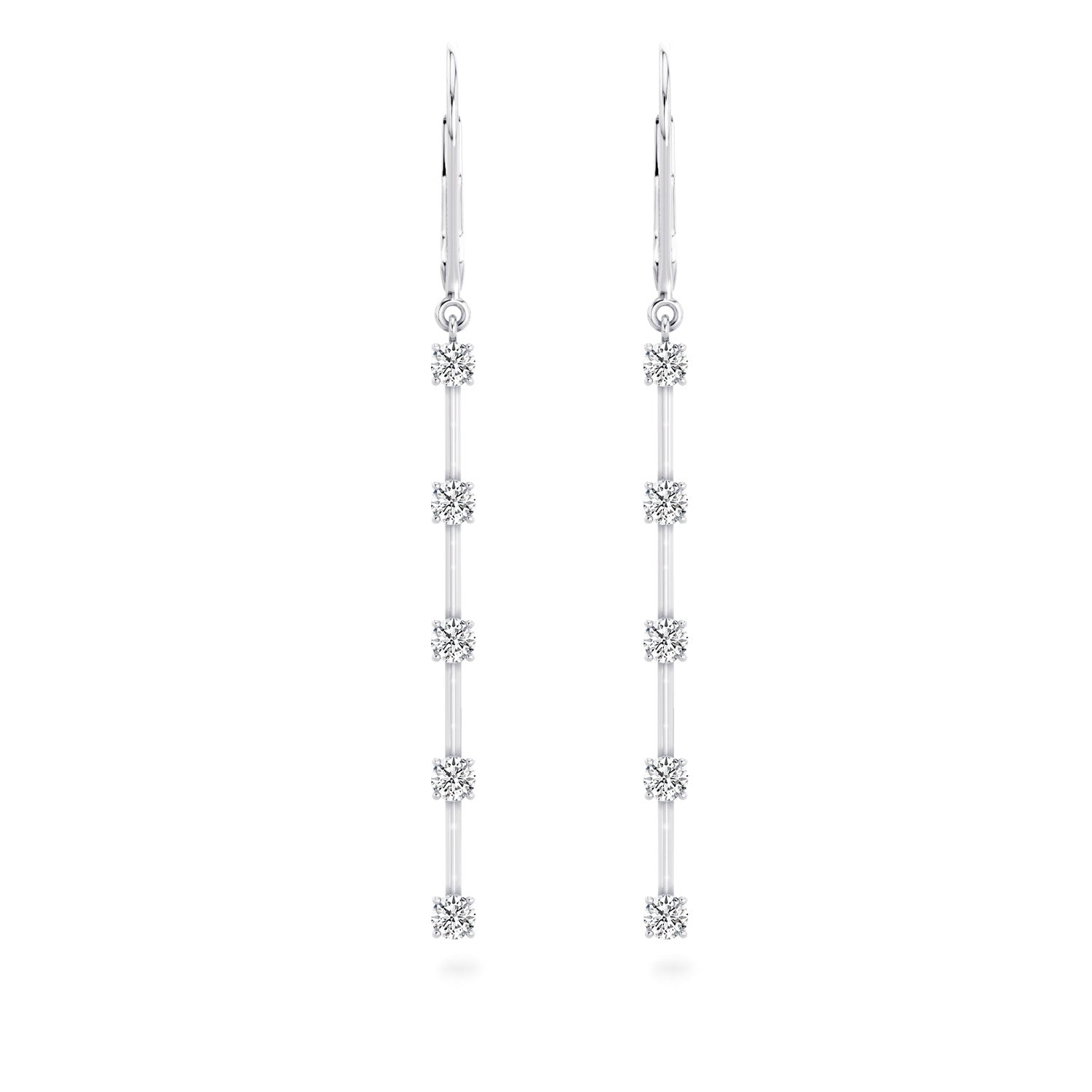 Shimansky - Line Drop Diamond Earrings 1.30ct crafted in 14K White Gold