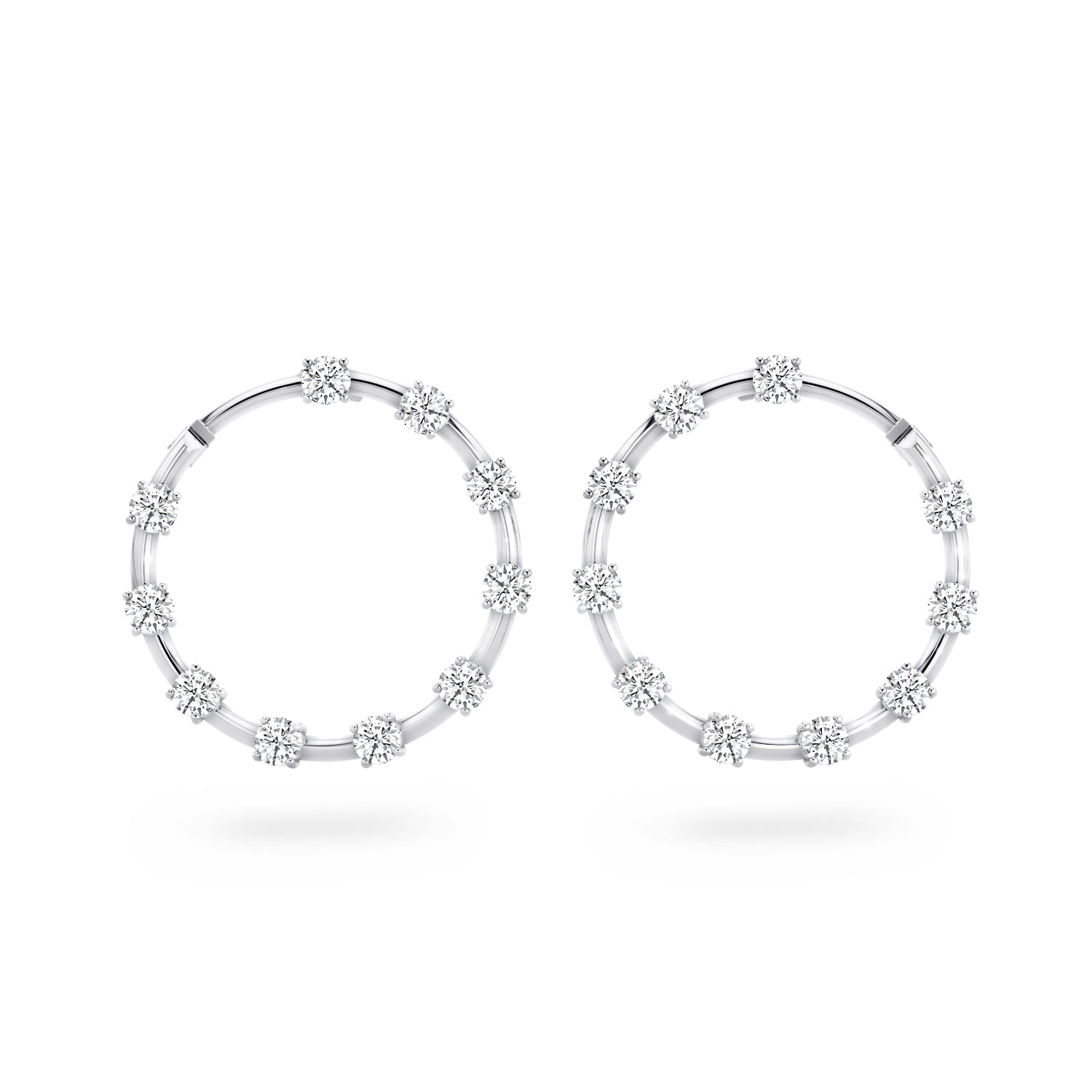 Shimansky - Crescent Diamond Hoop Earrings 2.00ct crafted in 14K White Gold