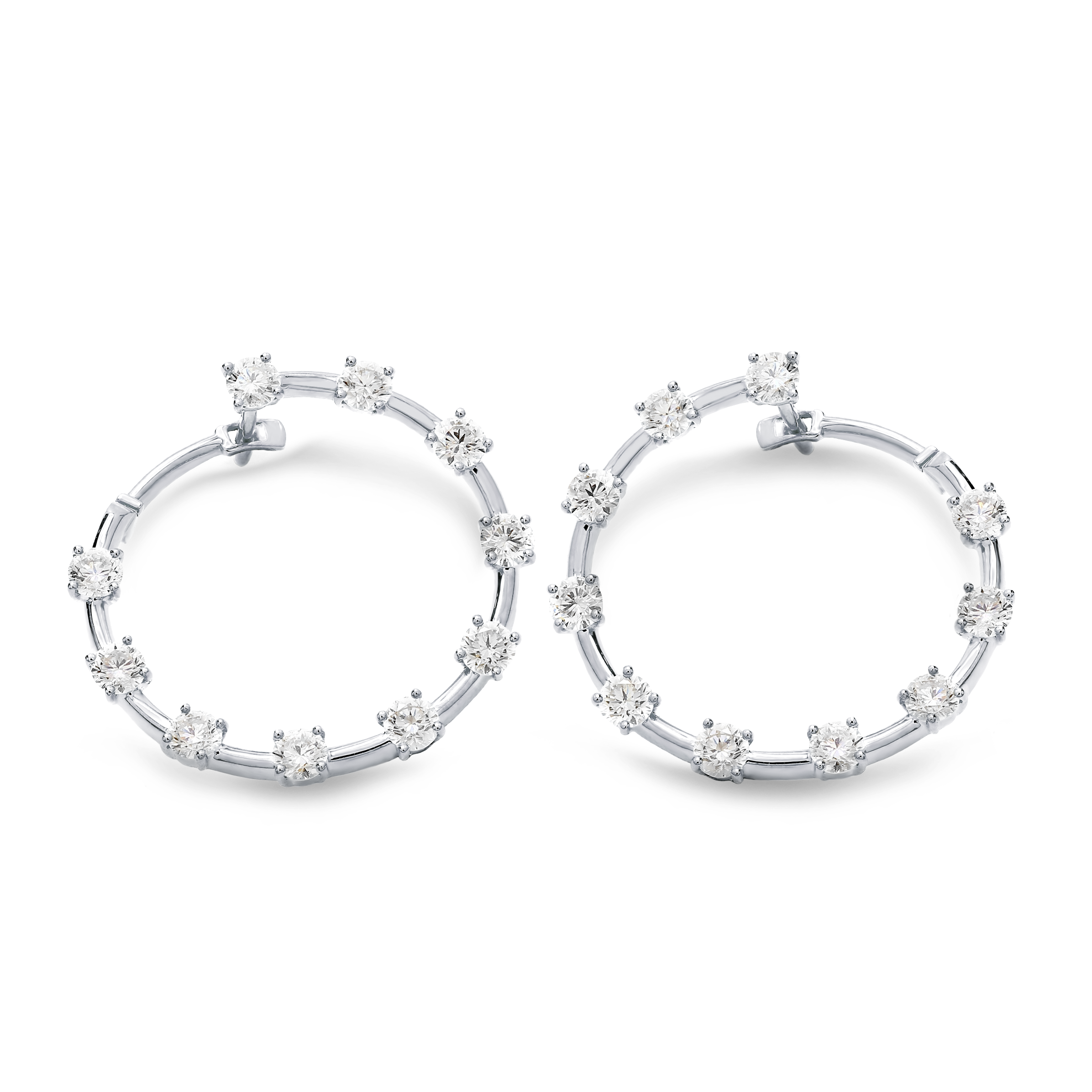 Shimansky - Crescent Diamond Hoop Earrings 2.00ct crafted in 14K White Gold