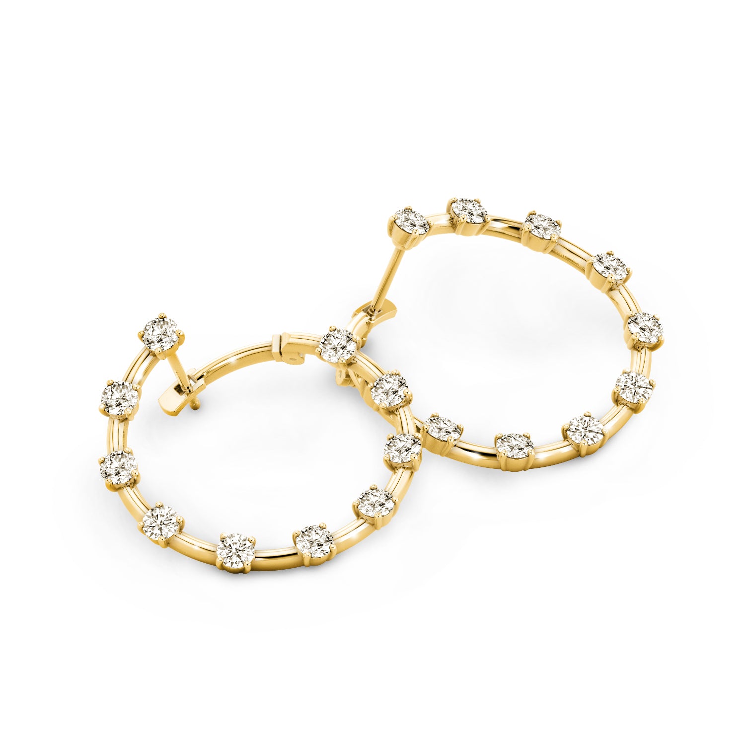 Shimansky - Crescent Diamond Hoop Earrings 2.00ct crafted in 14K Yellow Gold