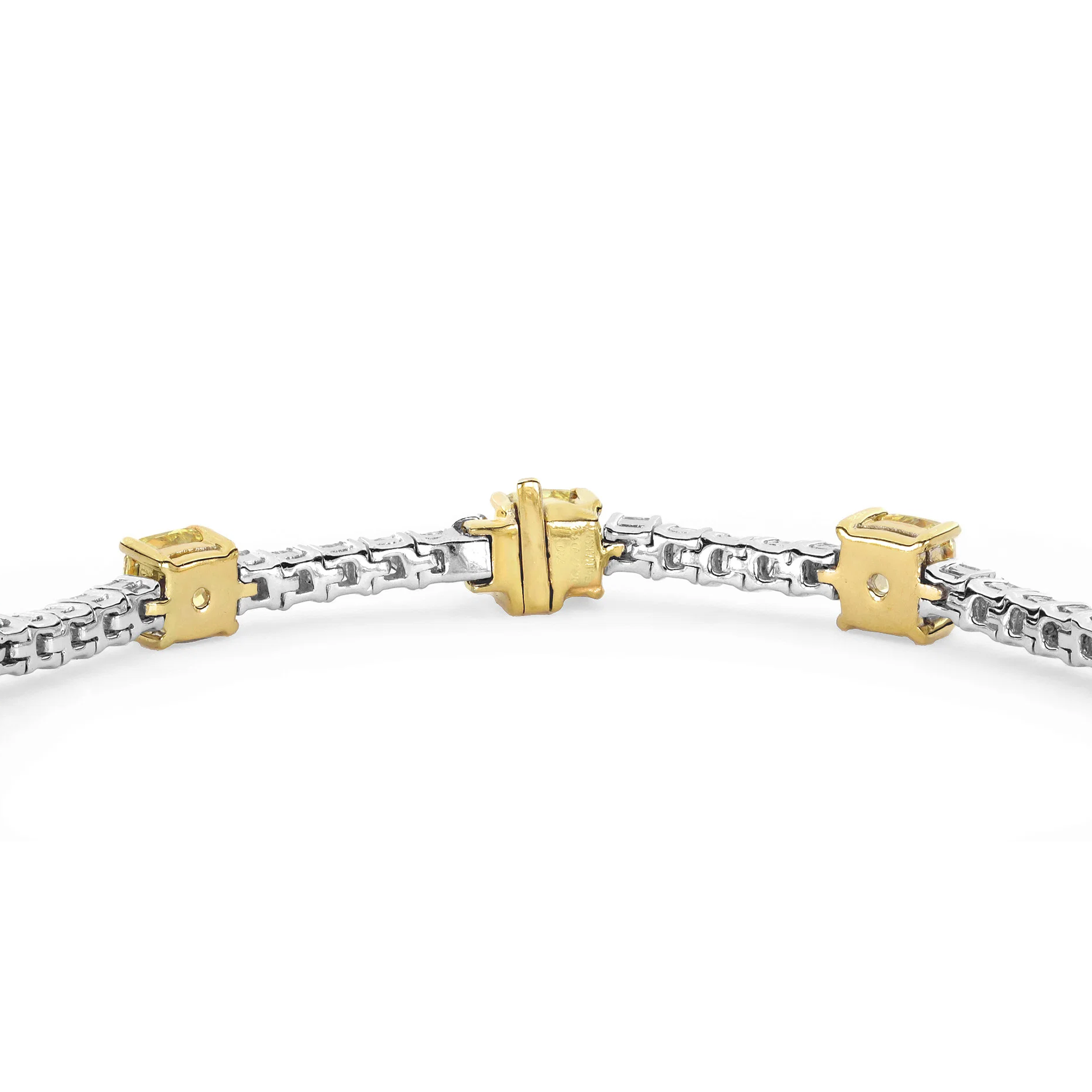 Shimansky 10 TCW Cushion Yellow Diamond Tennis Bracelet 18K White Gold Clasp View