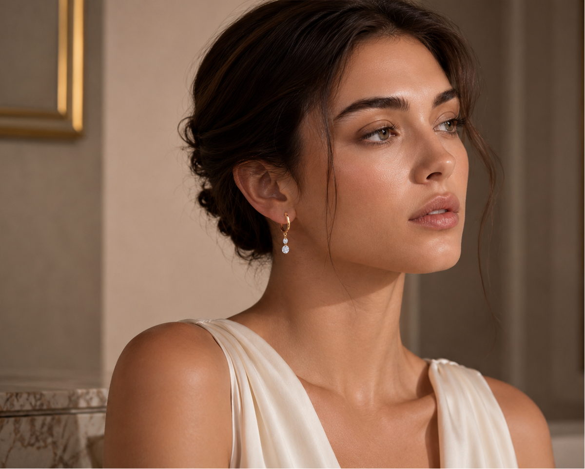 Shimansky yellow gold Frameless drop earring with no visible setting