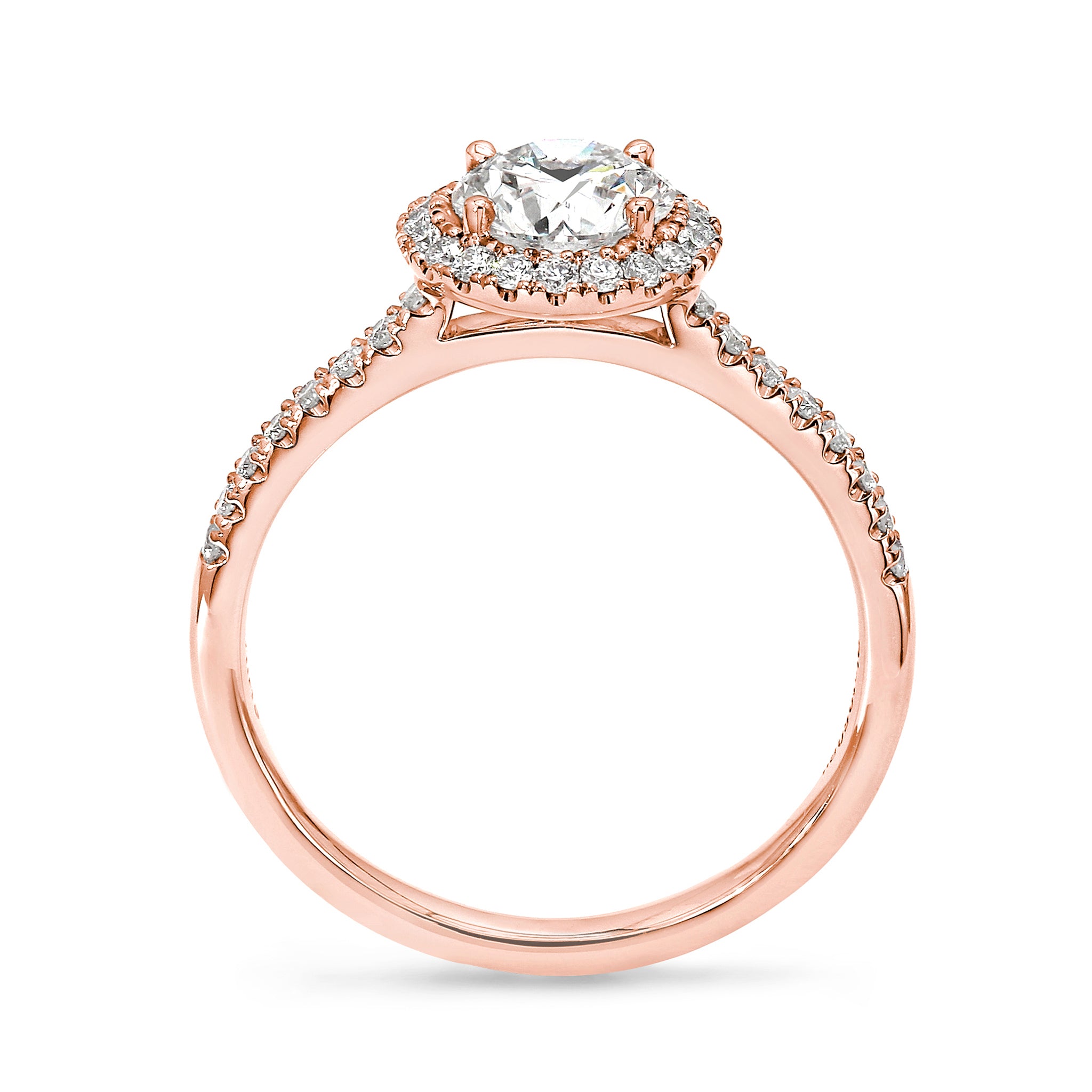 Round Diamond Microset Halo Engagement Ring