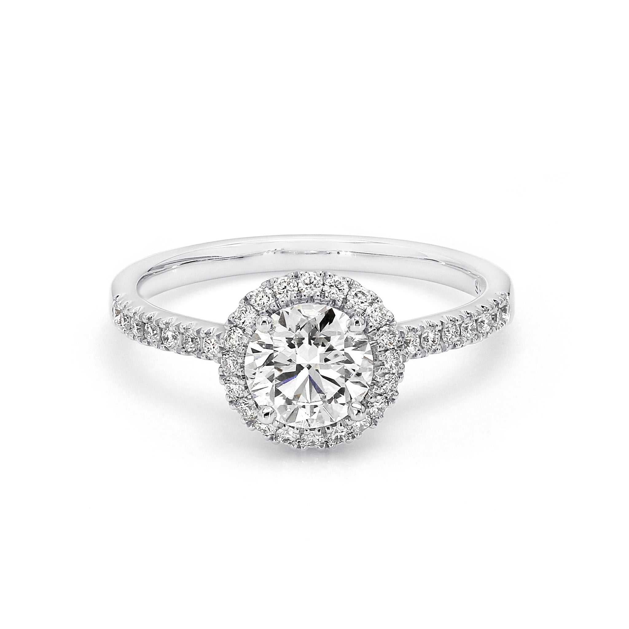 Classic Microset Halo 0.70 Carat Diamond Ring | 18K White Gold - SHIMANSKY.CO.ZA