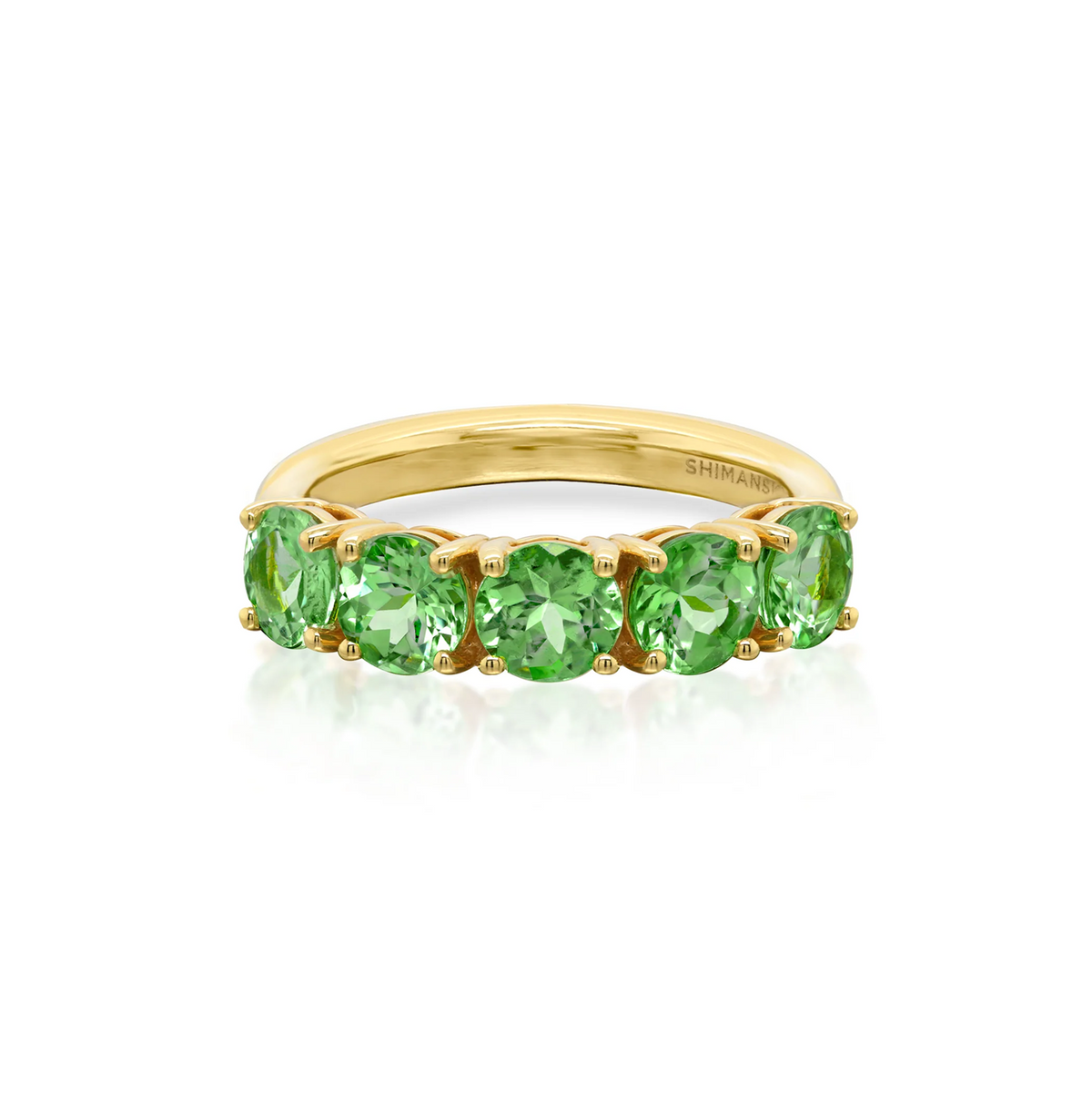 Shimansky 1.7 TCW Half Eternity Tsavorite Ring in 14K Yellow Gold Front View