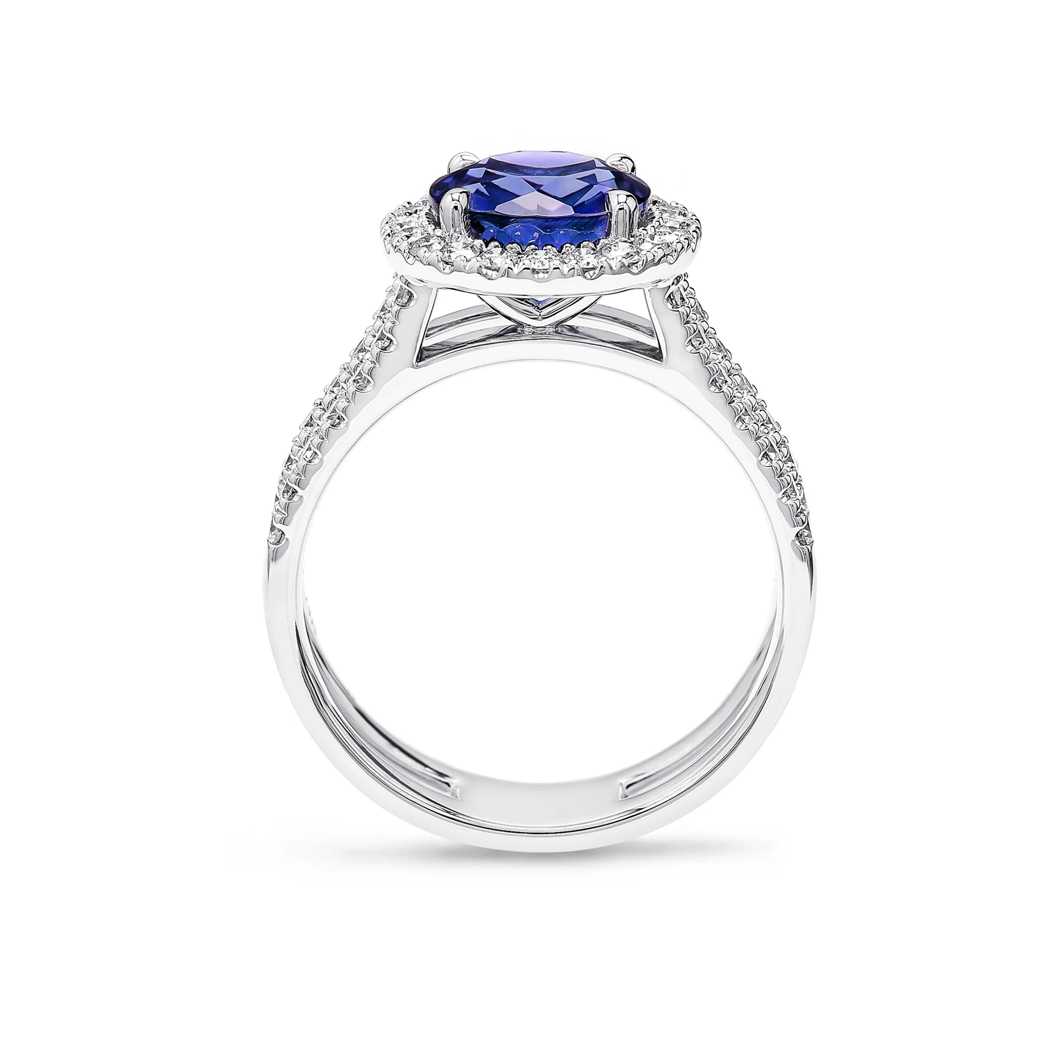Shimansky - Tanzanite and Diamond Double Microset Halo 2.50ct ring crafted in 14K White Gold