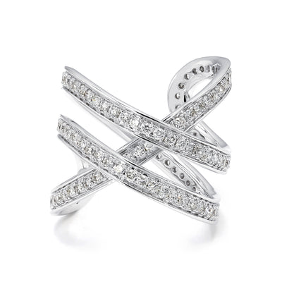 Anel de diamante duplo infinito