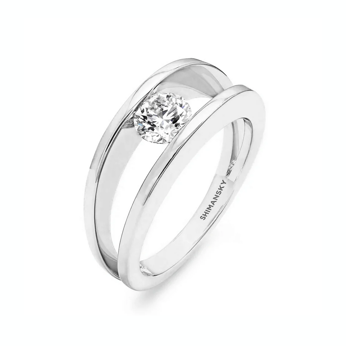 Shimansky Iconic Millennium Diamond Engagement Ring Platinum - 3D View  #Metal_Platinum #Carat Weight_0.5 #card-first