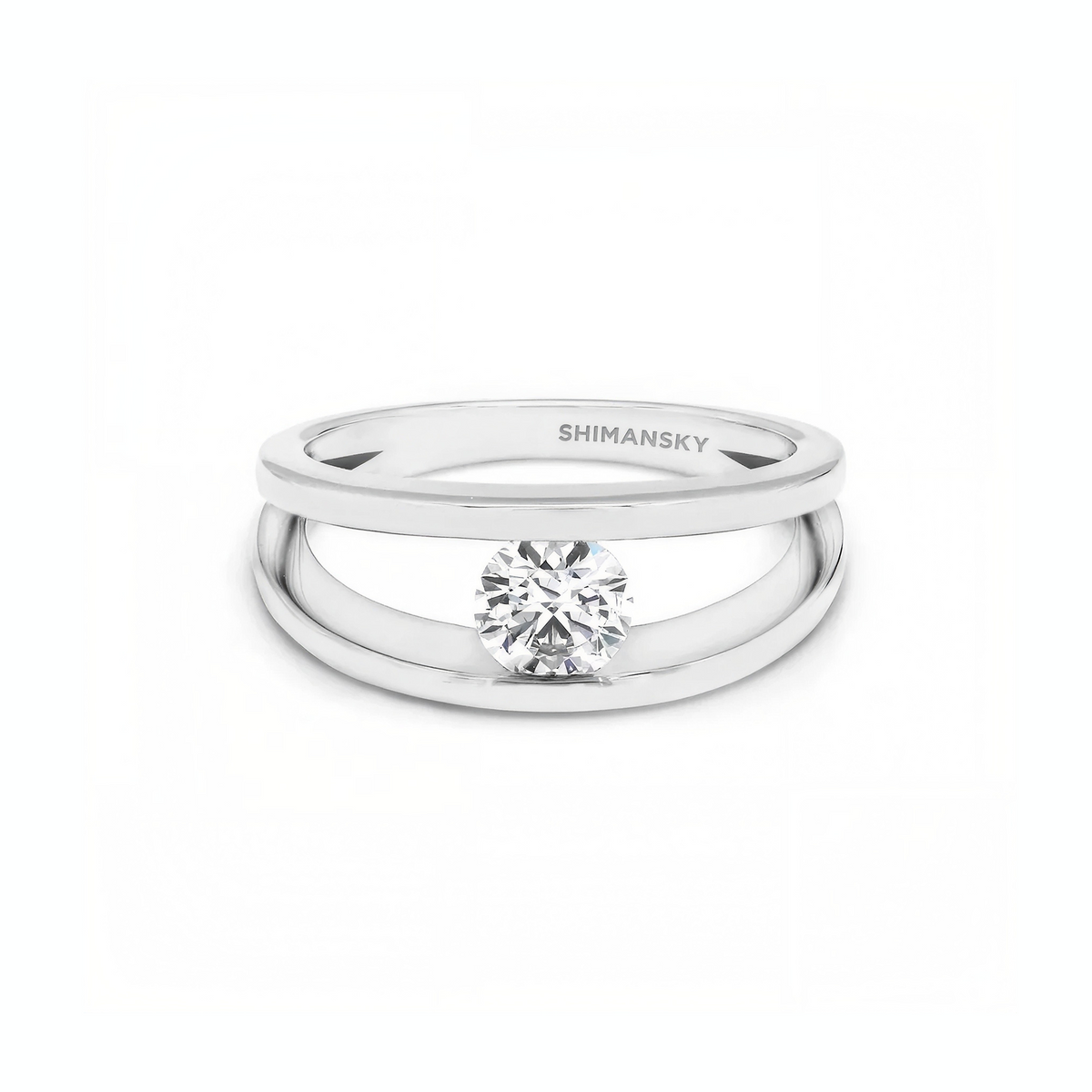 Shimansky Iconic Millennium Diamond Engagement Ring Platinum - Front View #Metal_Platinum #Carat Weight_0.5