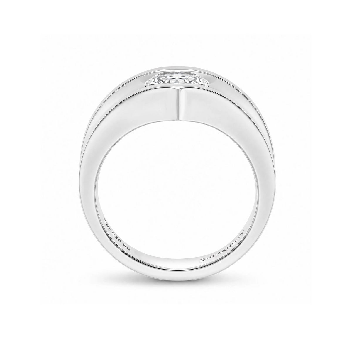 Shimansky 0.9ct Iconic Millennium Marquise Diamond Engagement Ring in Platinum - Side View