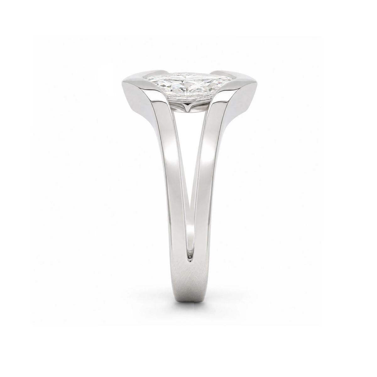 Shimansky 0.9ct Iconic Millennium Marquise Diamond Engagement Ring in Platinum - Profile View