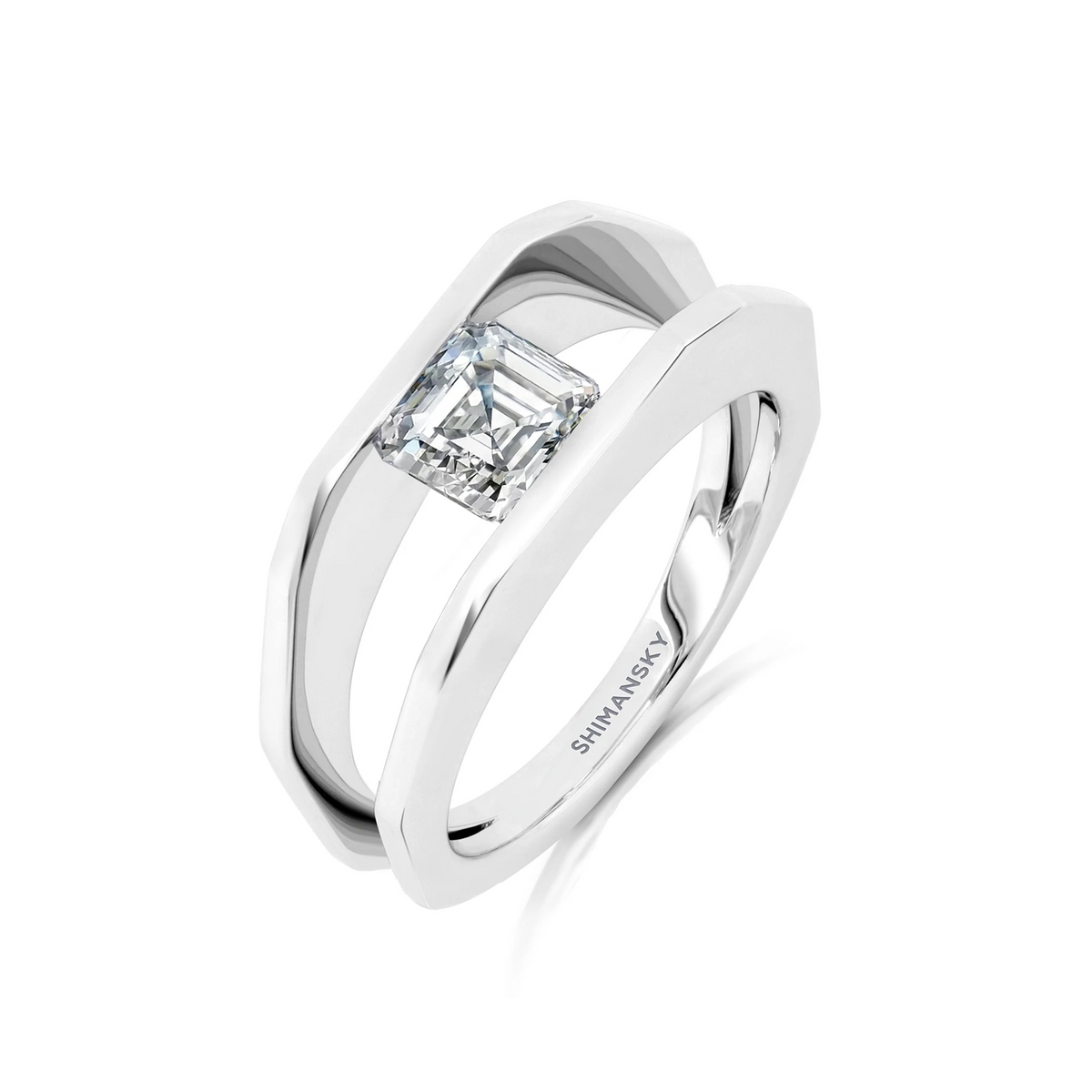 Shimansky 1ct Millennium Iconic Diamond Engagement Ring Platinum 3D View #card-first