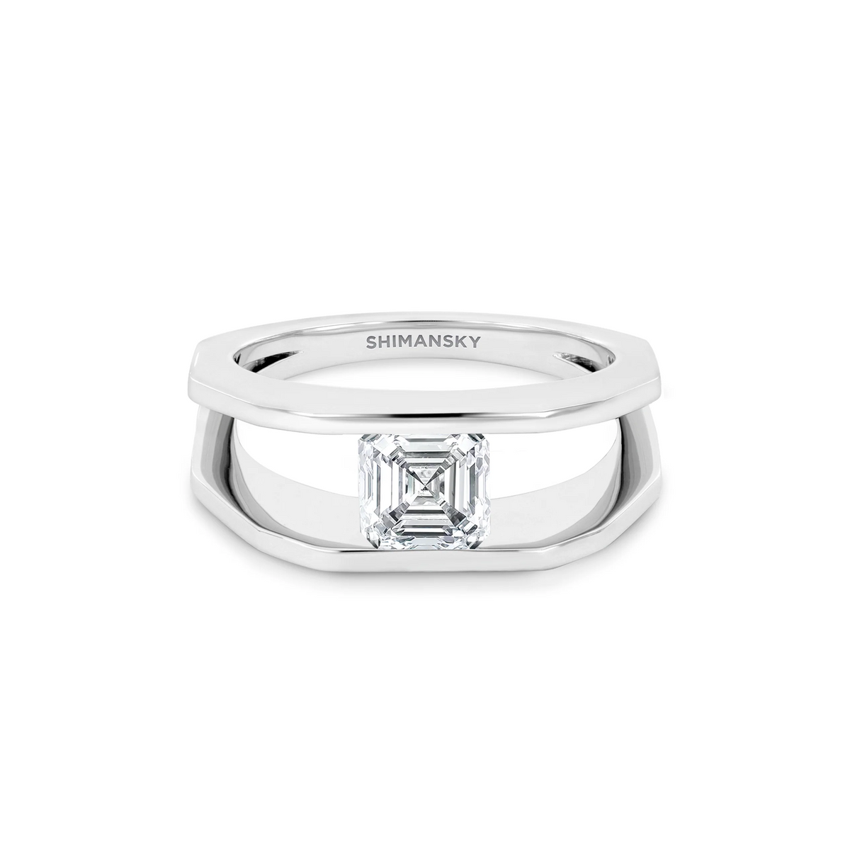 Shimansky 1ct Millennium Iconic Diamond Engagement Ring Platinum Front View