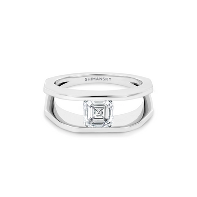 Iconic Millennium Square Emerald-Cut Diamond Engagement Ring