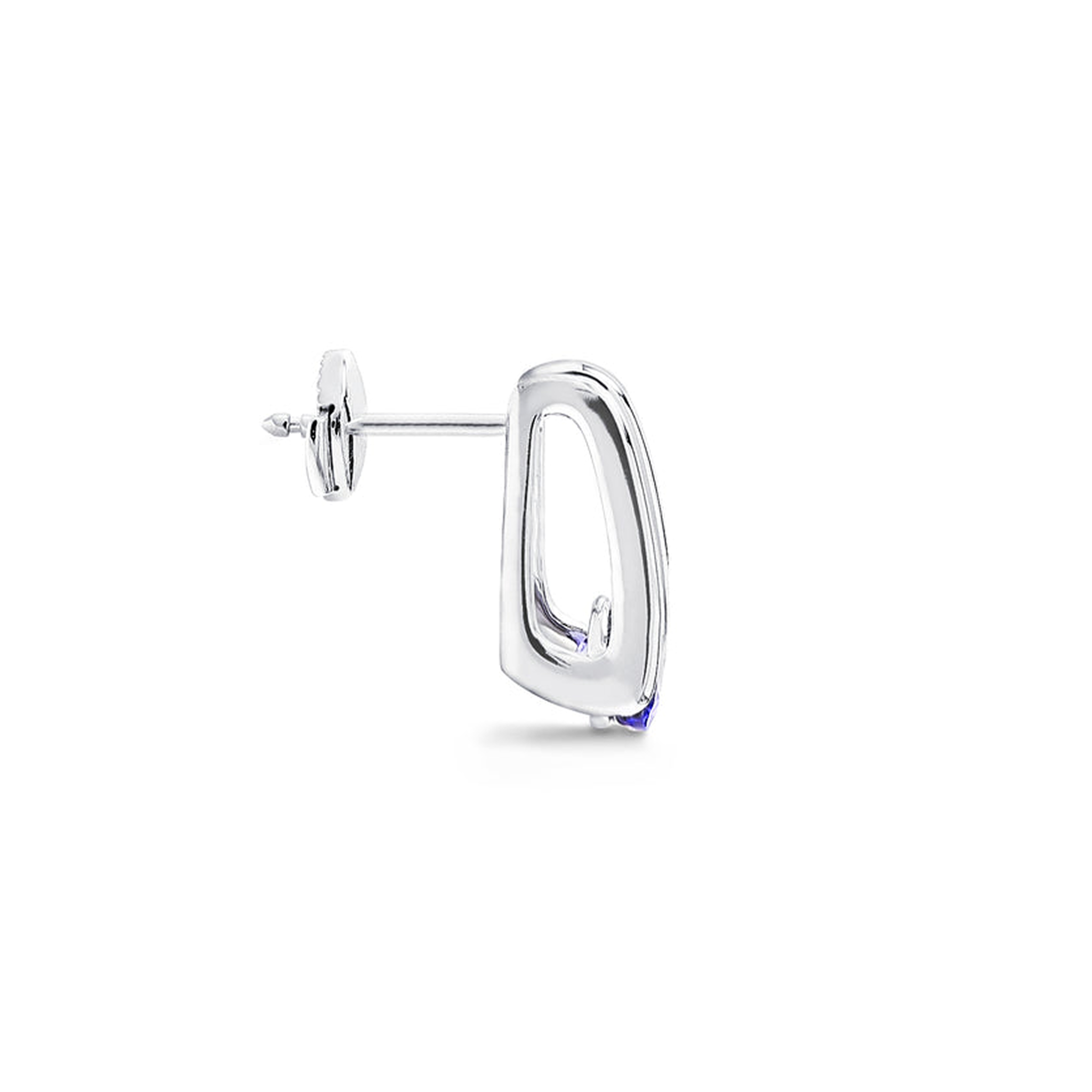 Millennium Classic Tanzanite Stud Earrings 1.10 Carat in 14K White Gold Side View #Metal_White Gold