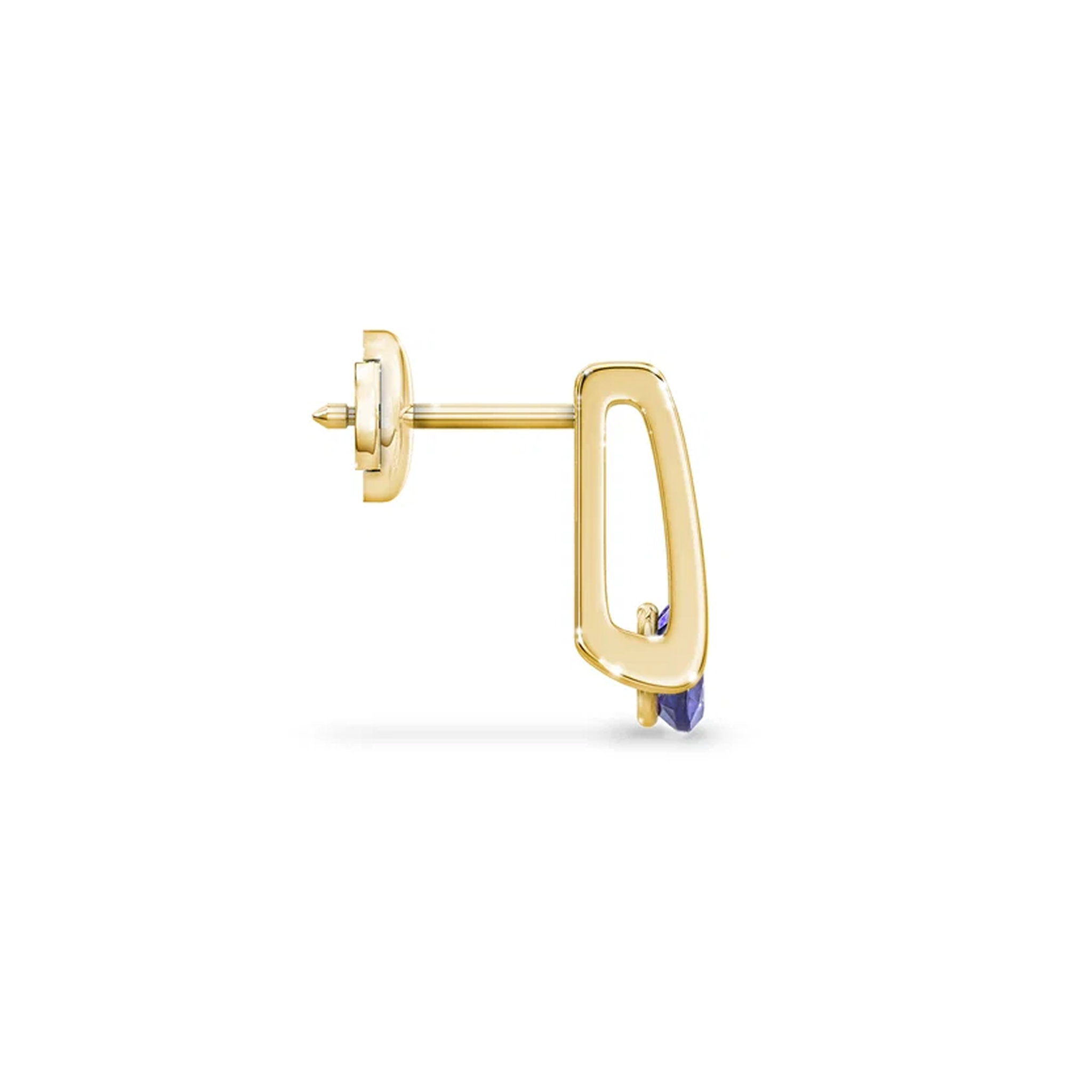 Millennium Classic Tanzanite Stud Earrings 1.10 Carat in 14K White Gold Side View 2 #Metal_Yellow Gold
