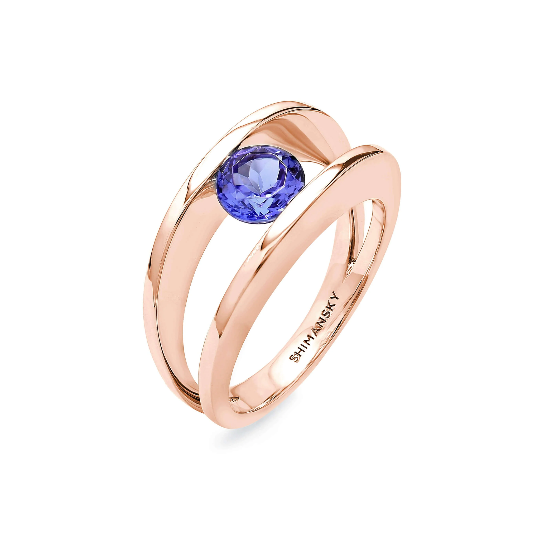 Shimansky 0.9ct Millennium Iconic Tanzanite Ring 14K Rose Gold 3D View #Metal_Rose Gold #card-first