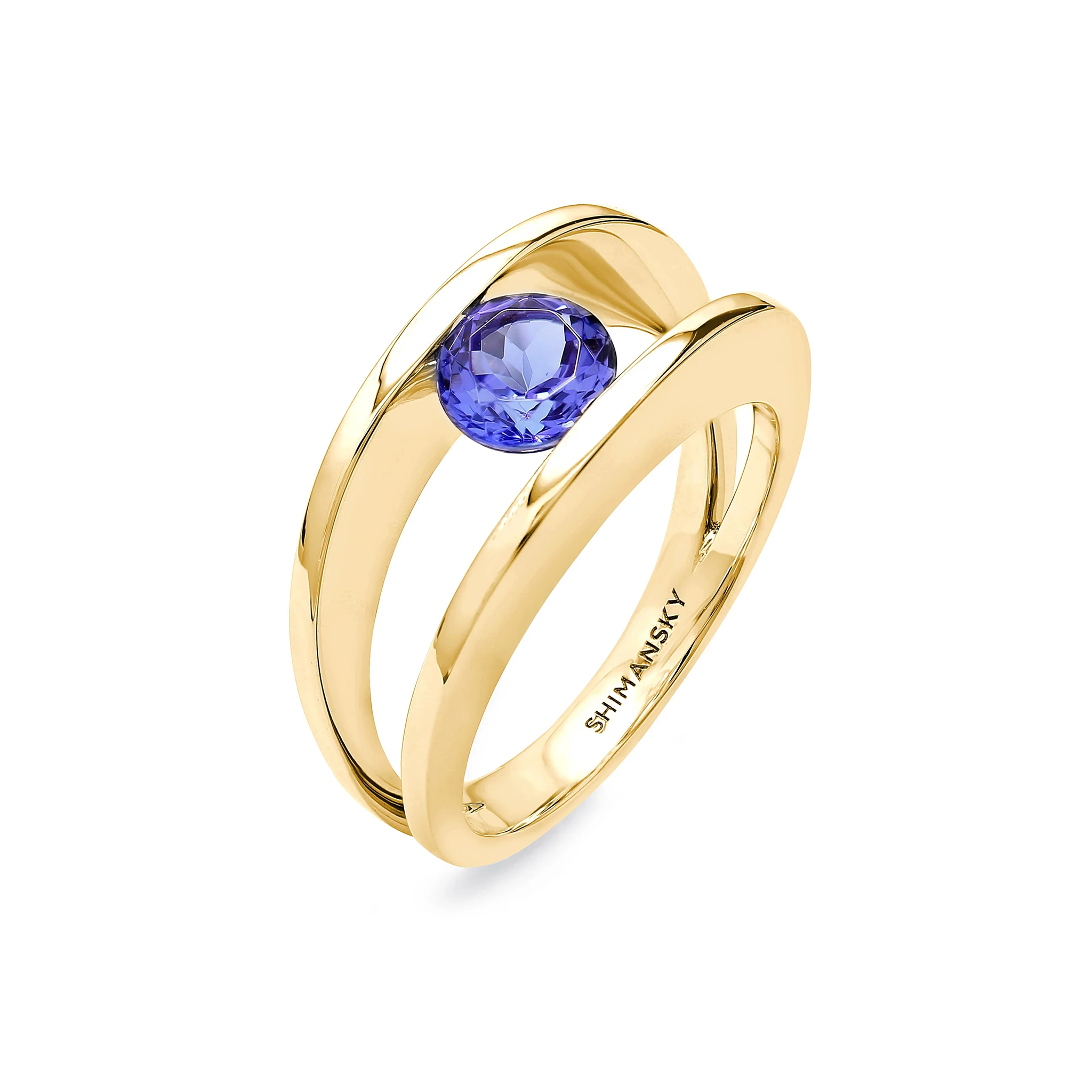 Shimansky 0.5ct Millennium Iconic Tanzanite Ring 14K Yellow Gold 3D View #Metal_Yellow Gold #card-first