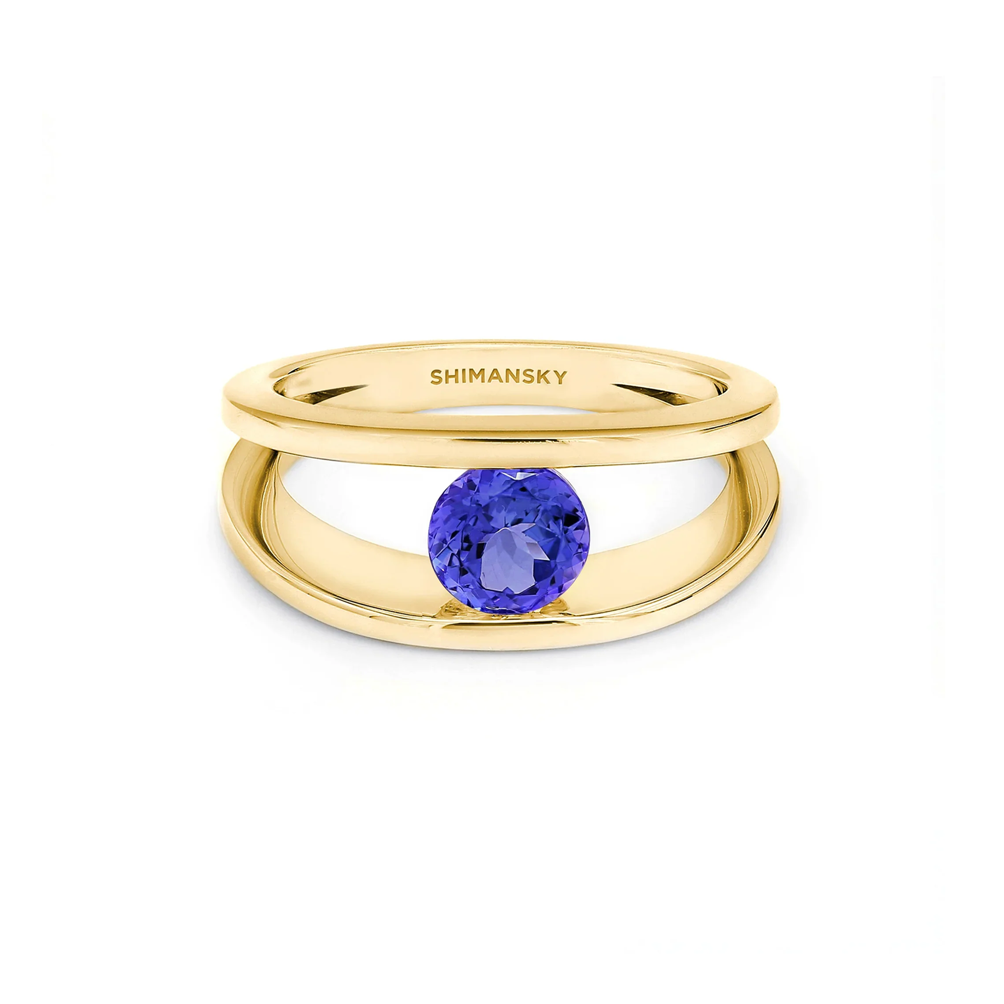 Shimansky 0.5ct Millennium Iconic Tanzanite Ring 14K Yellow Gold Front View #Metal_Yellow Gold