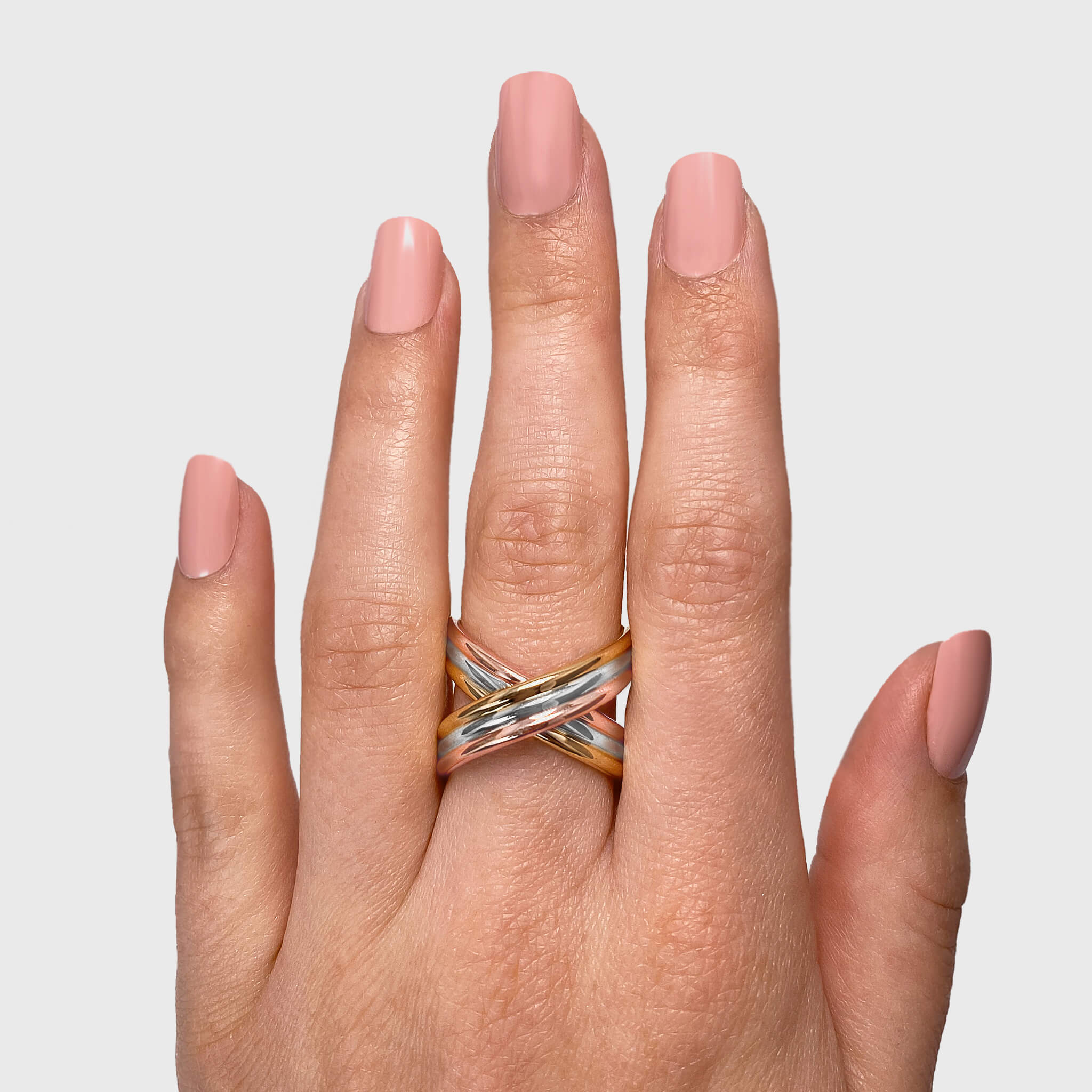 Infinity Fluet Tri Colour Ring Hand View