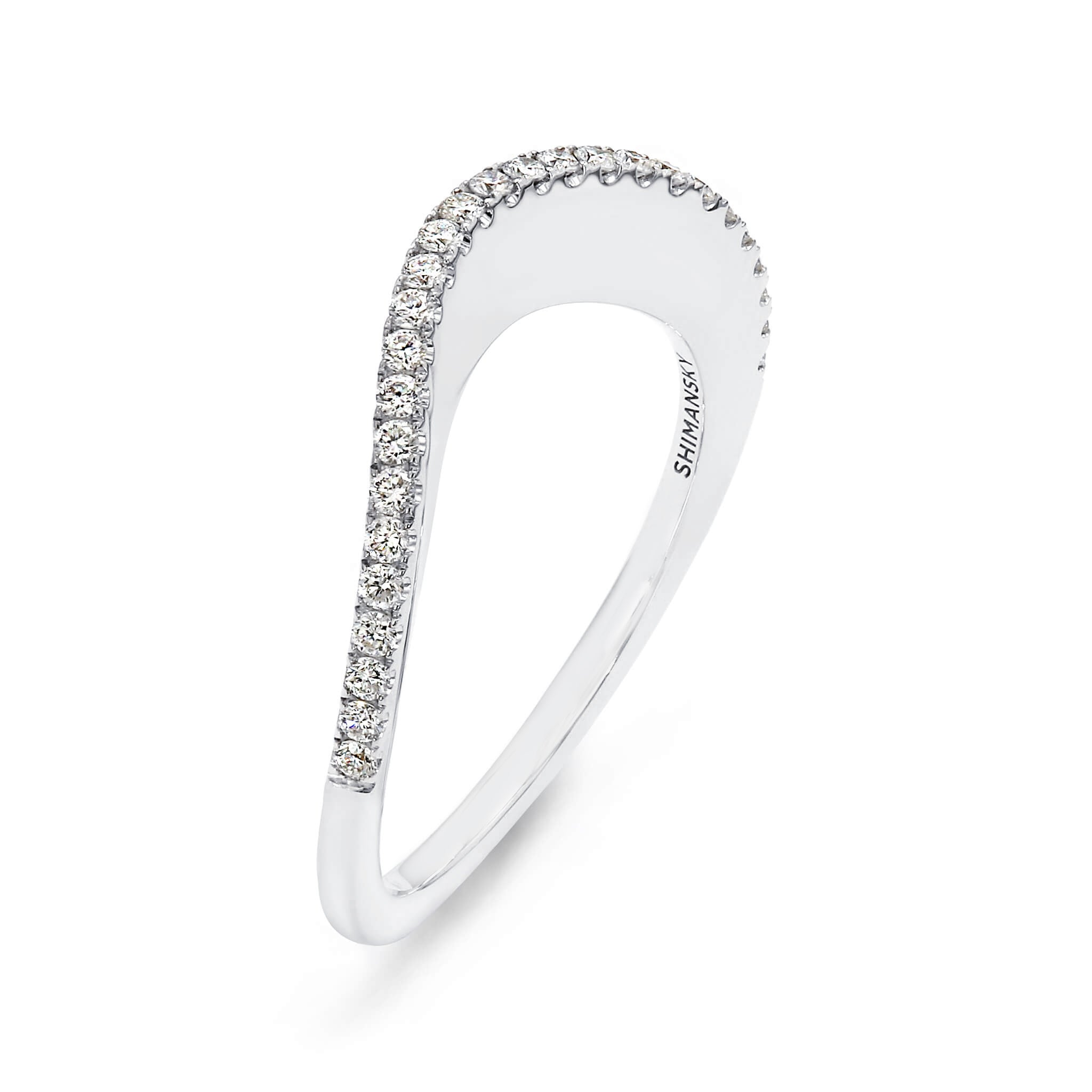 Shimansky - Silhouette Diamond Microset Wedding Band crafted in 18K White Gold