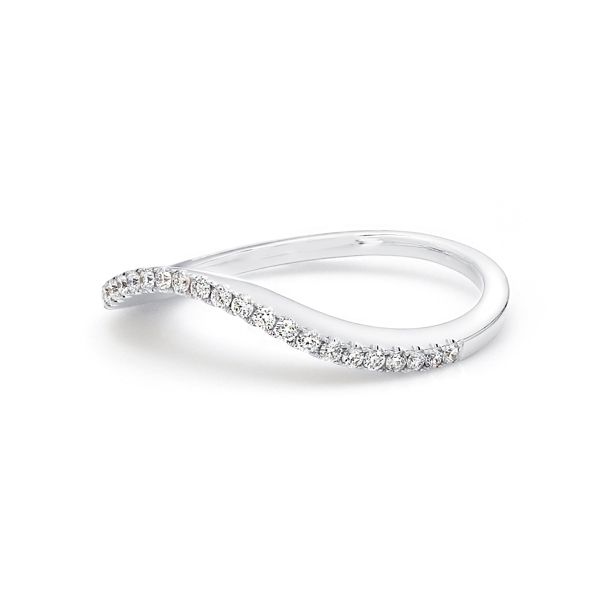 Shimansky - Silhouette Diamond Microset Wedding Band crafted in 18K White Gold