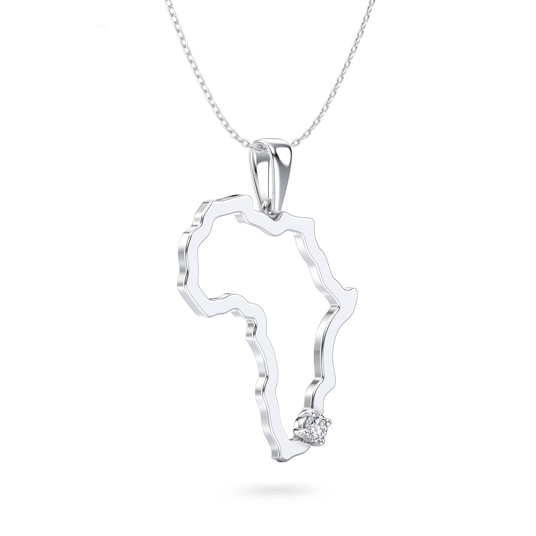 Shimansky 0.1ct My Africa Large Diamond Pendant 14K White Gold 3D View