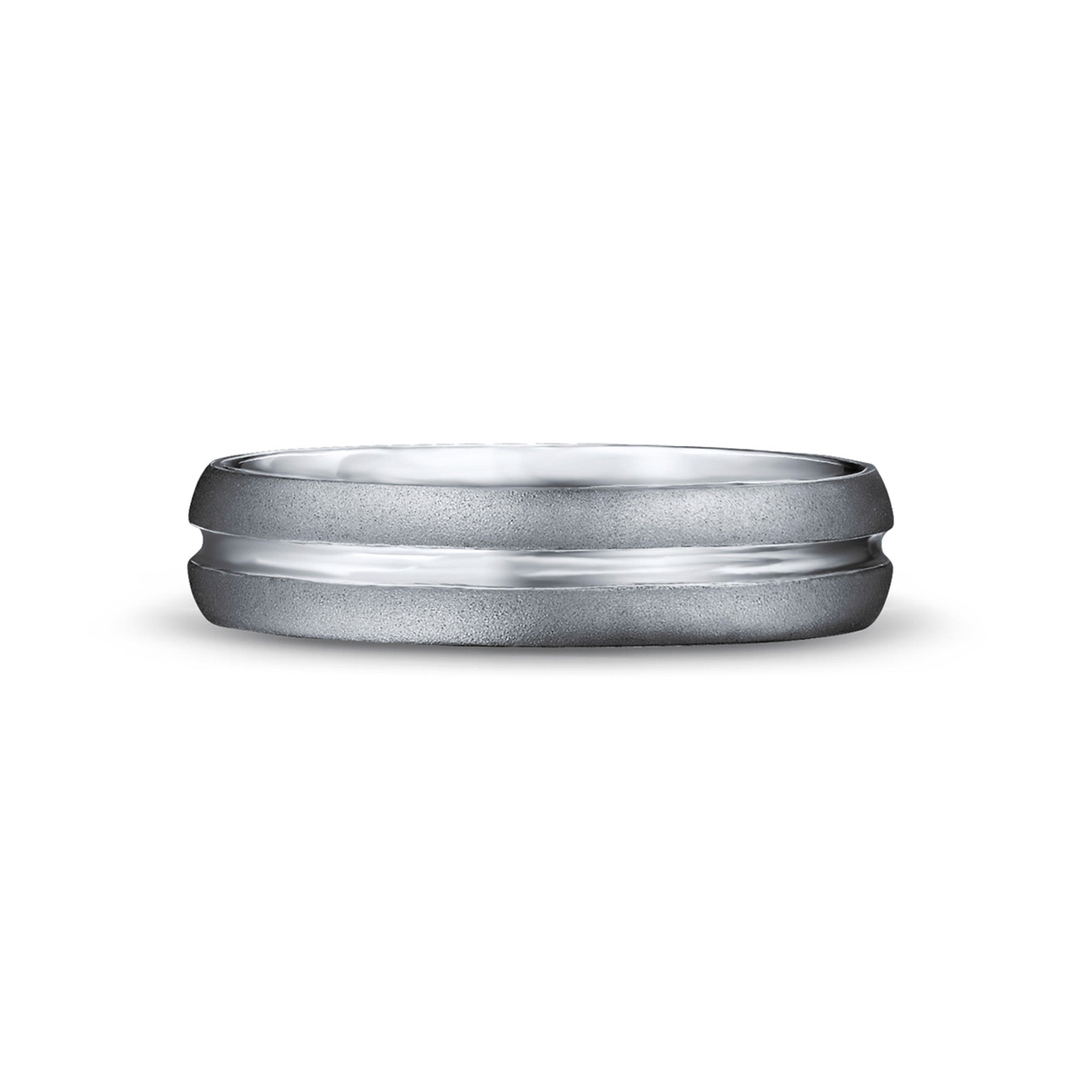 Shimansky - Max-line Single Groove Rounded Wedding Band in Brushed 18K White Gold