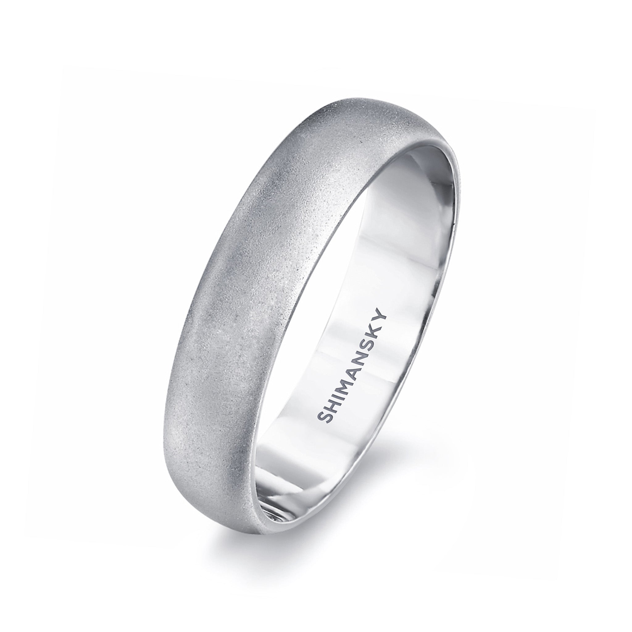 Shimansky - Max-line Half-Round Wedding Band in Brushed Palladium