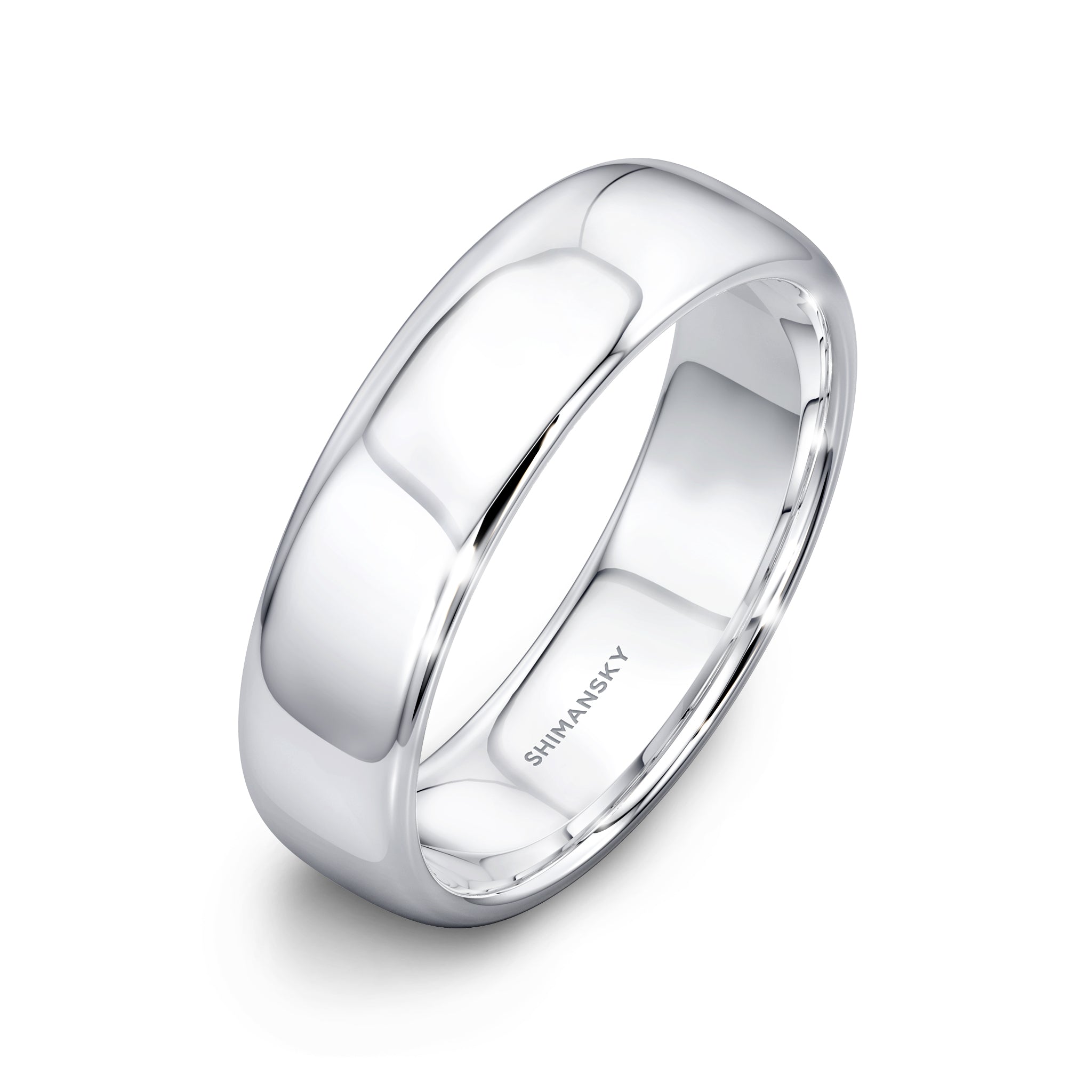 Shimansky - Max-line Half-Round Wedding Band in Shiny 18K White Gold