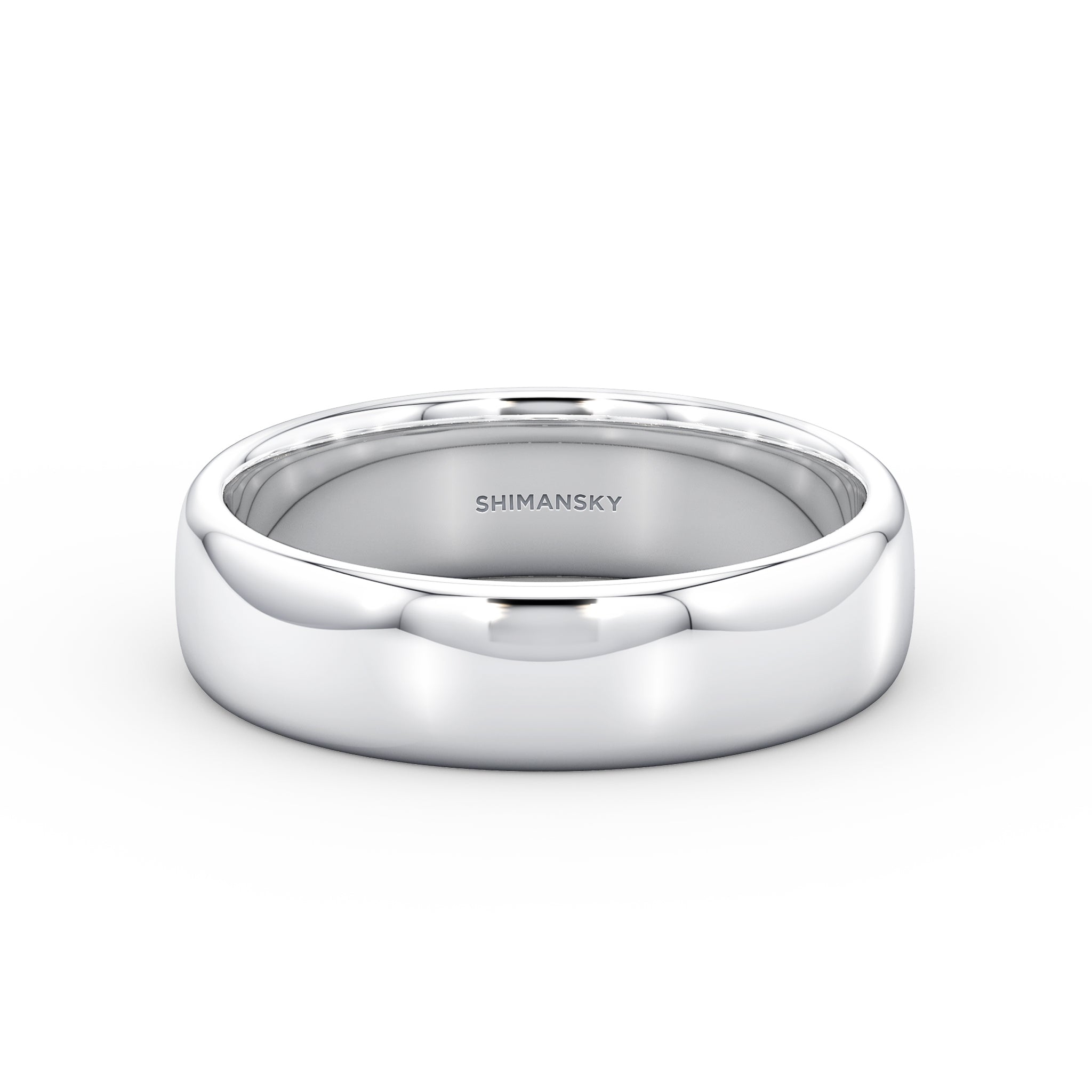 Shimansky - Max-line Half-Round Wedding Band in Shiny 18K White Gold