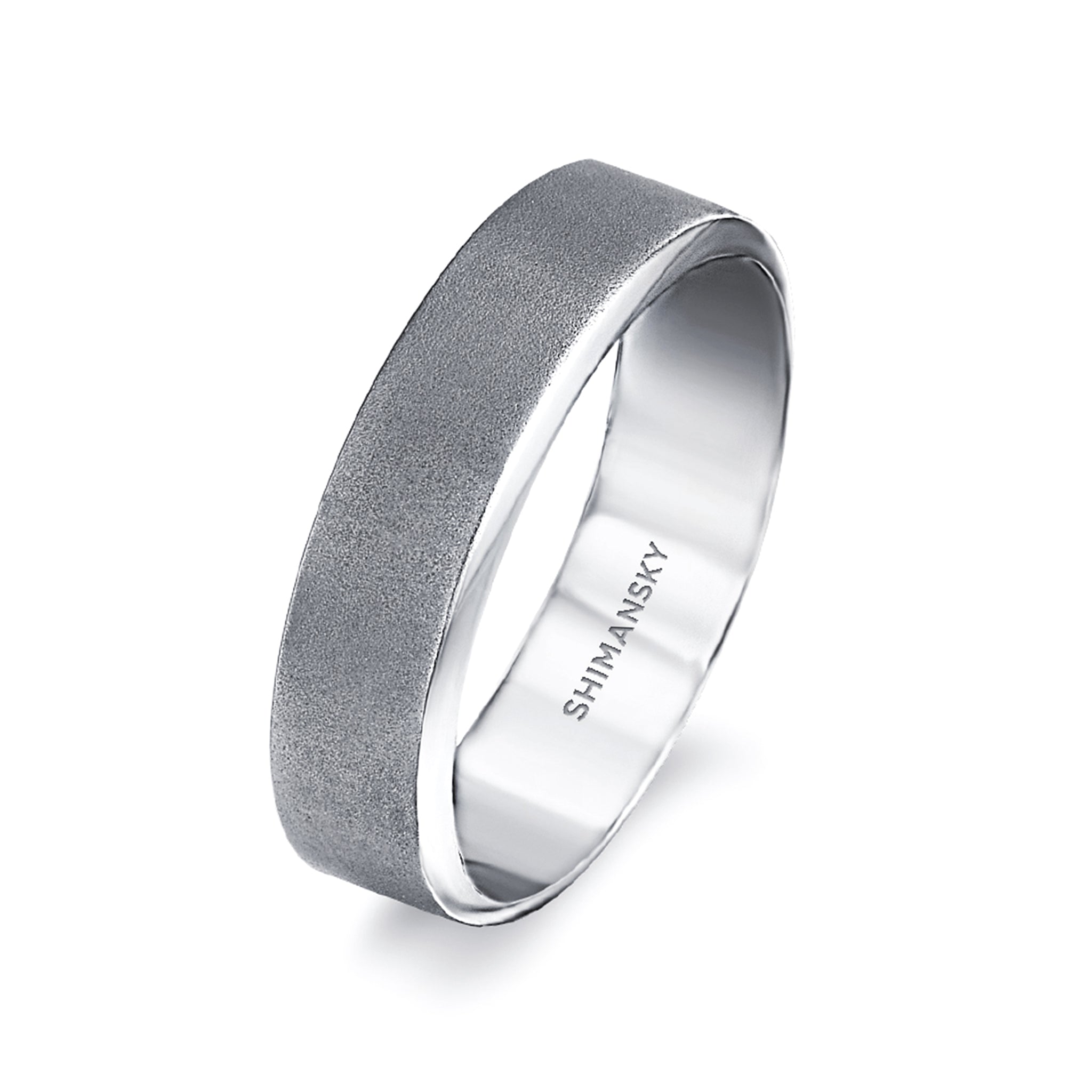 Shimansky - Max-line Flat Wedding Band in Satin Finished Palladium with Beveled Edge