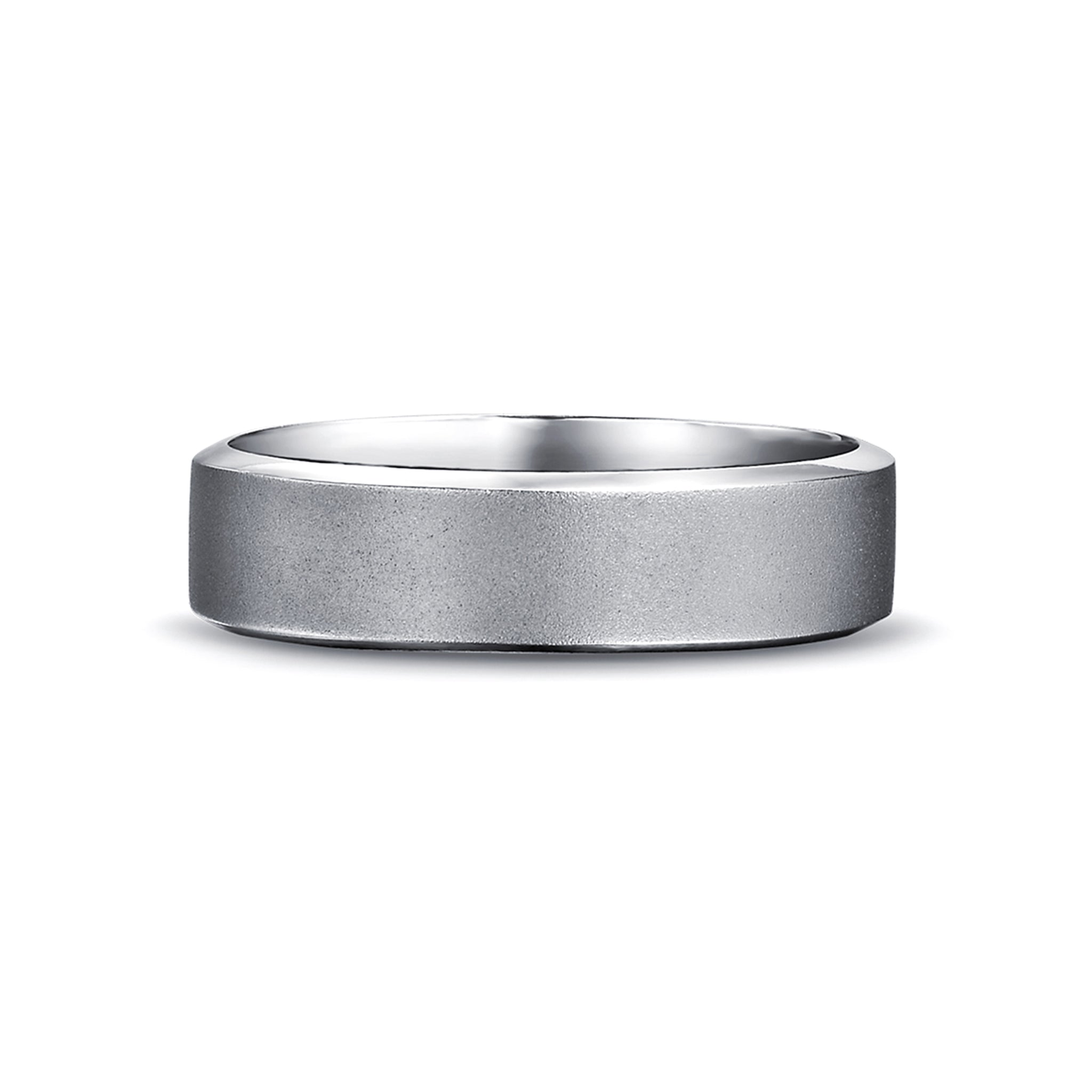 Shimansky - Max-line Flat Wedding Band in Satin Finished Palladium with Beveled Edge