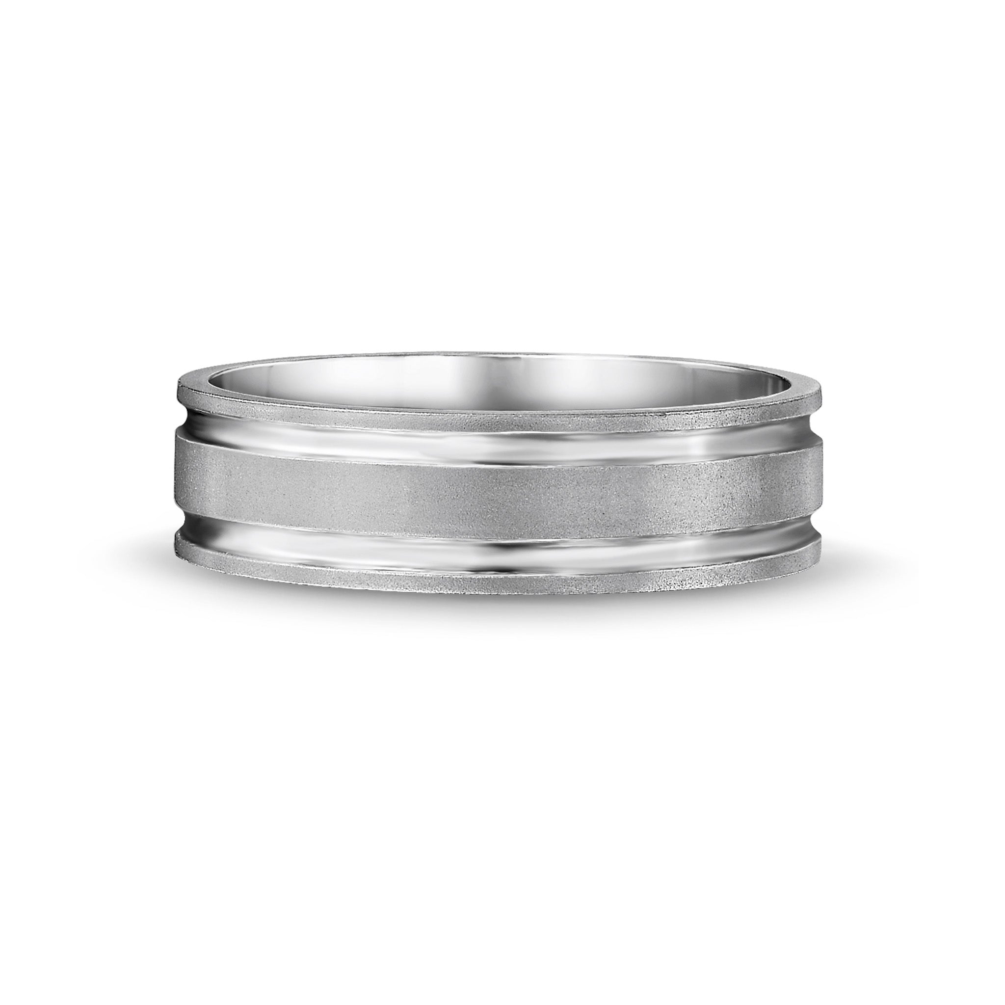 Shimansky - Max-line Flat Wedding Band in Brushed Palladium with two Shiny Grooves