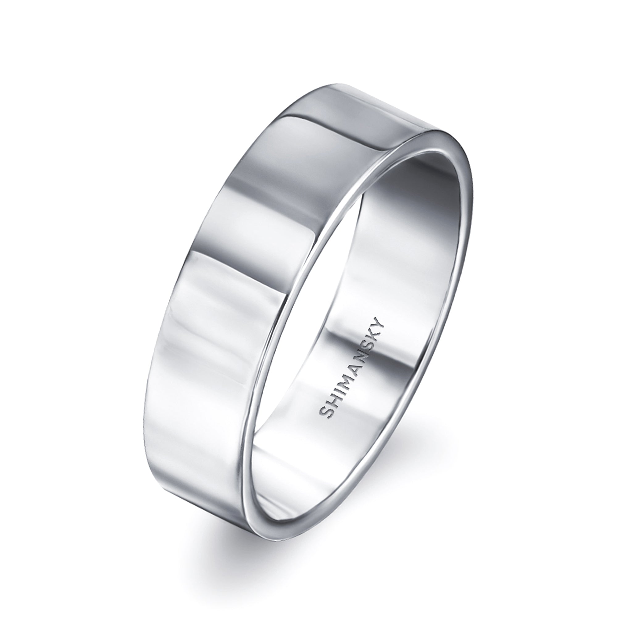 Shimansky - Max-line Flat Wedding Band in Palladium