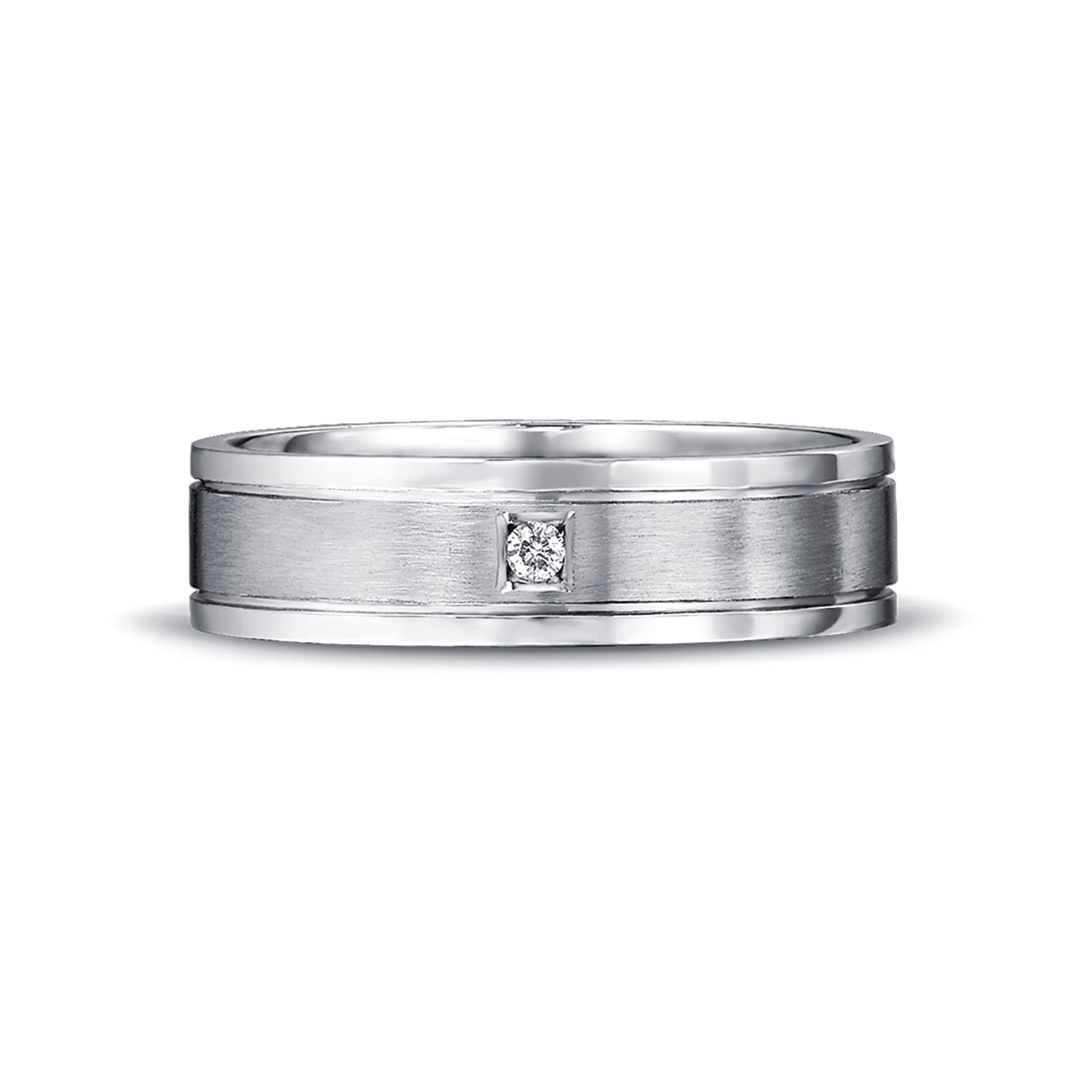 Shimansky - Max-Line Single Diamond Wedding Band in Brushed Palladium