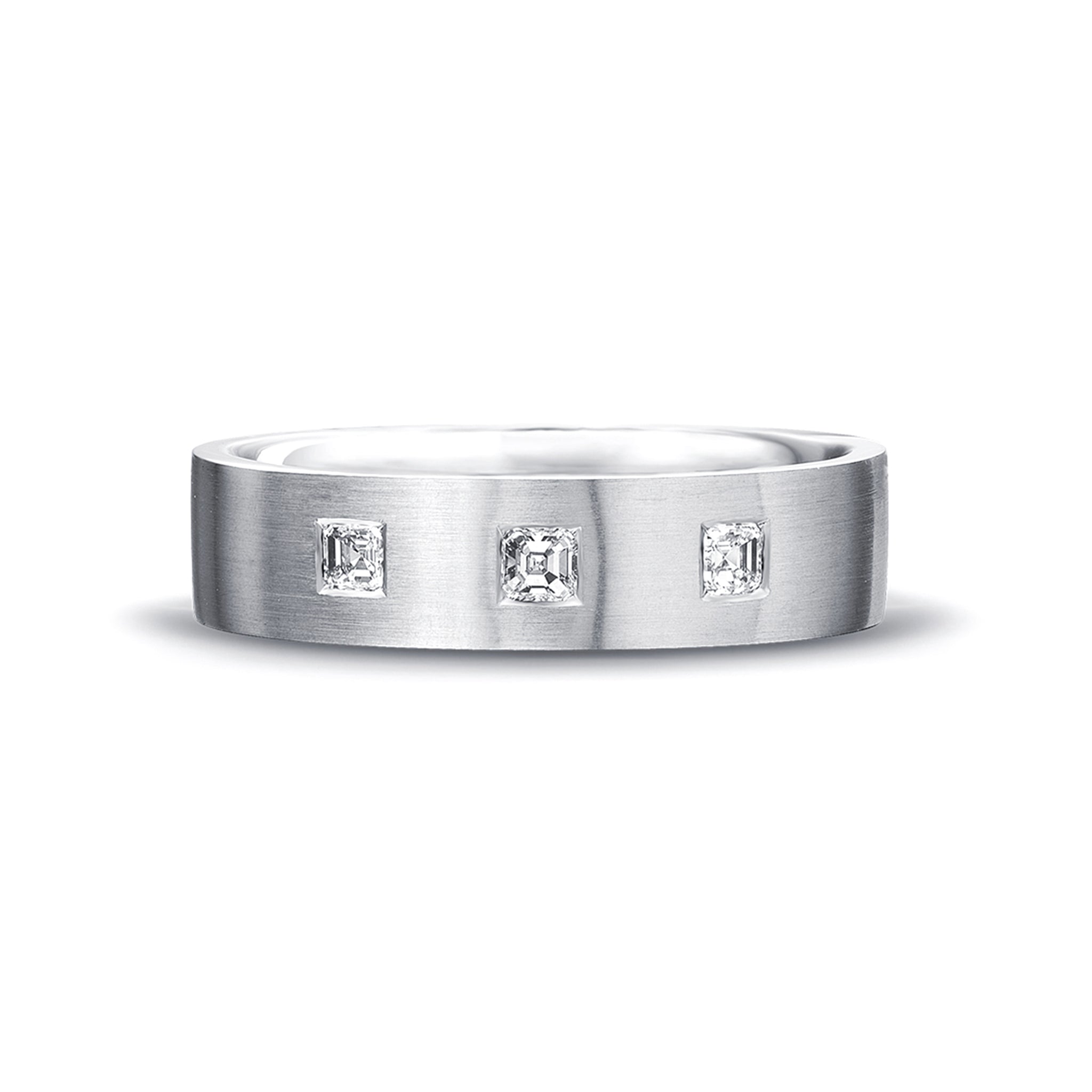 Shimansky - Max-Line Trio Square Diamond Wedding Band in Brushed Palladium