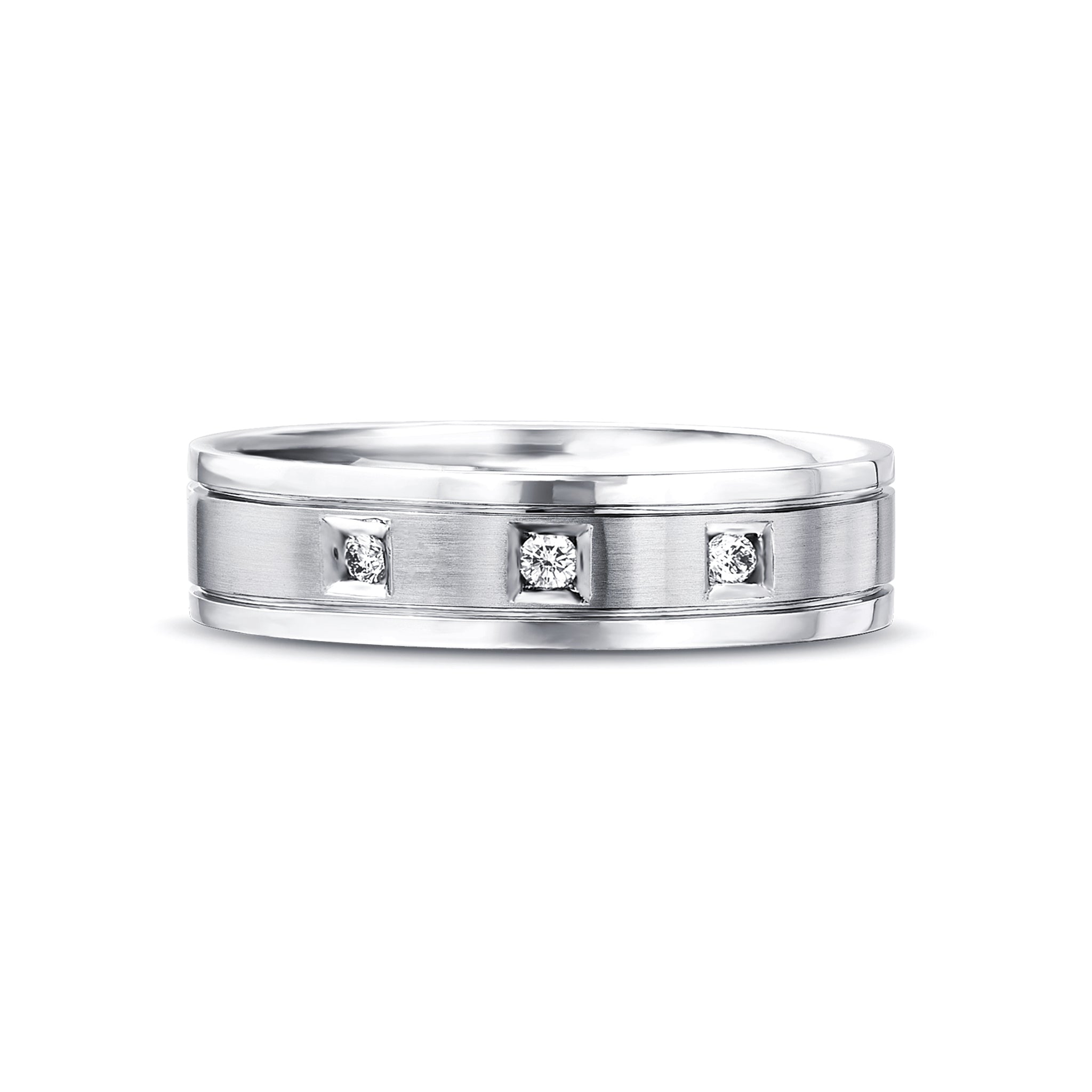 Shimansky - Max-Line Trio Diamond Gents Wedding Band Crafted in Palladium