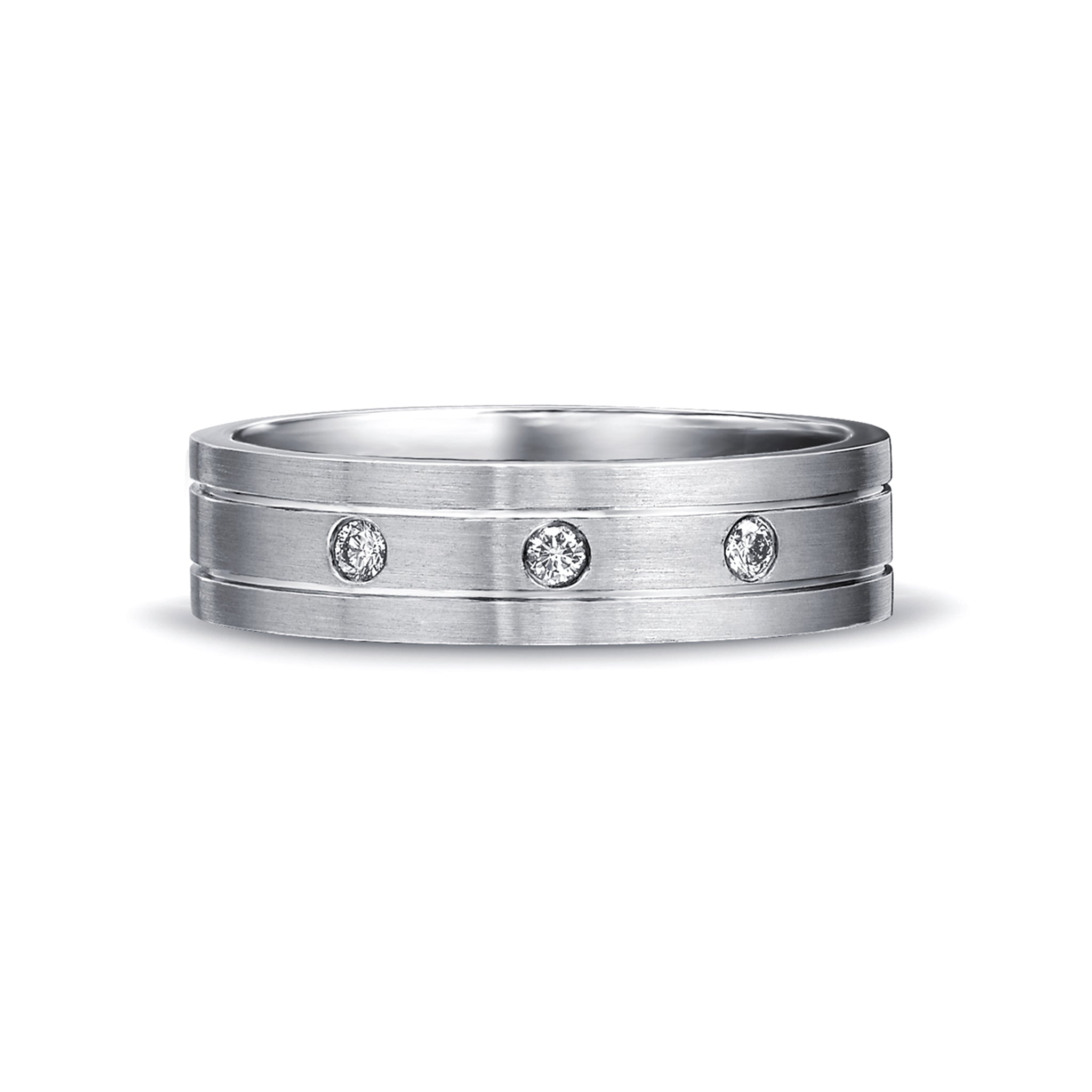 Shimansky - Max-Line Trio Diamond Wedding Band Crafted in Brushed Platinum