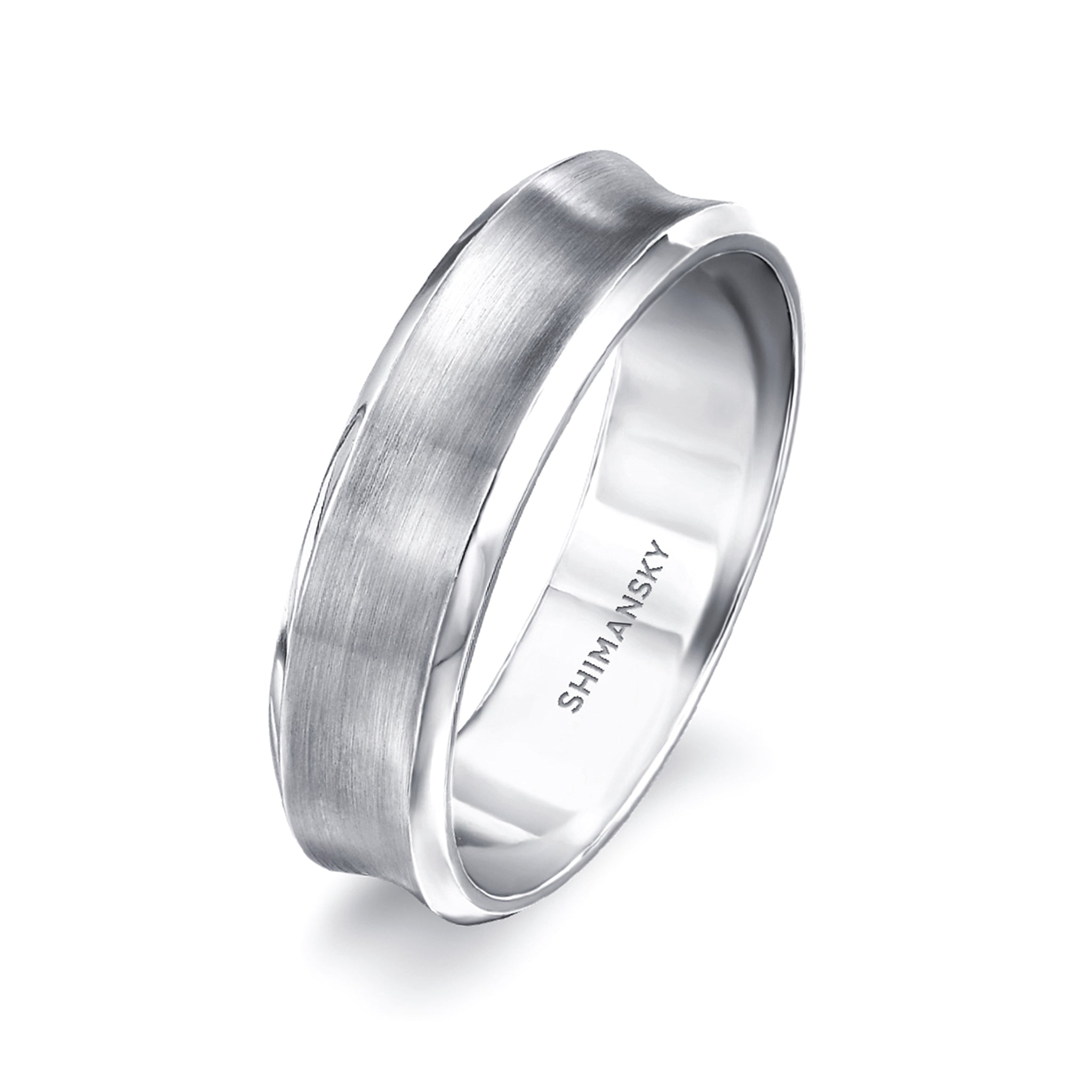 Shimansky - Max-Line Concave Wedding Band in Palladium